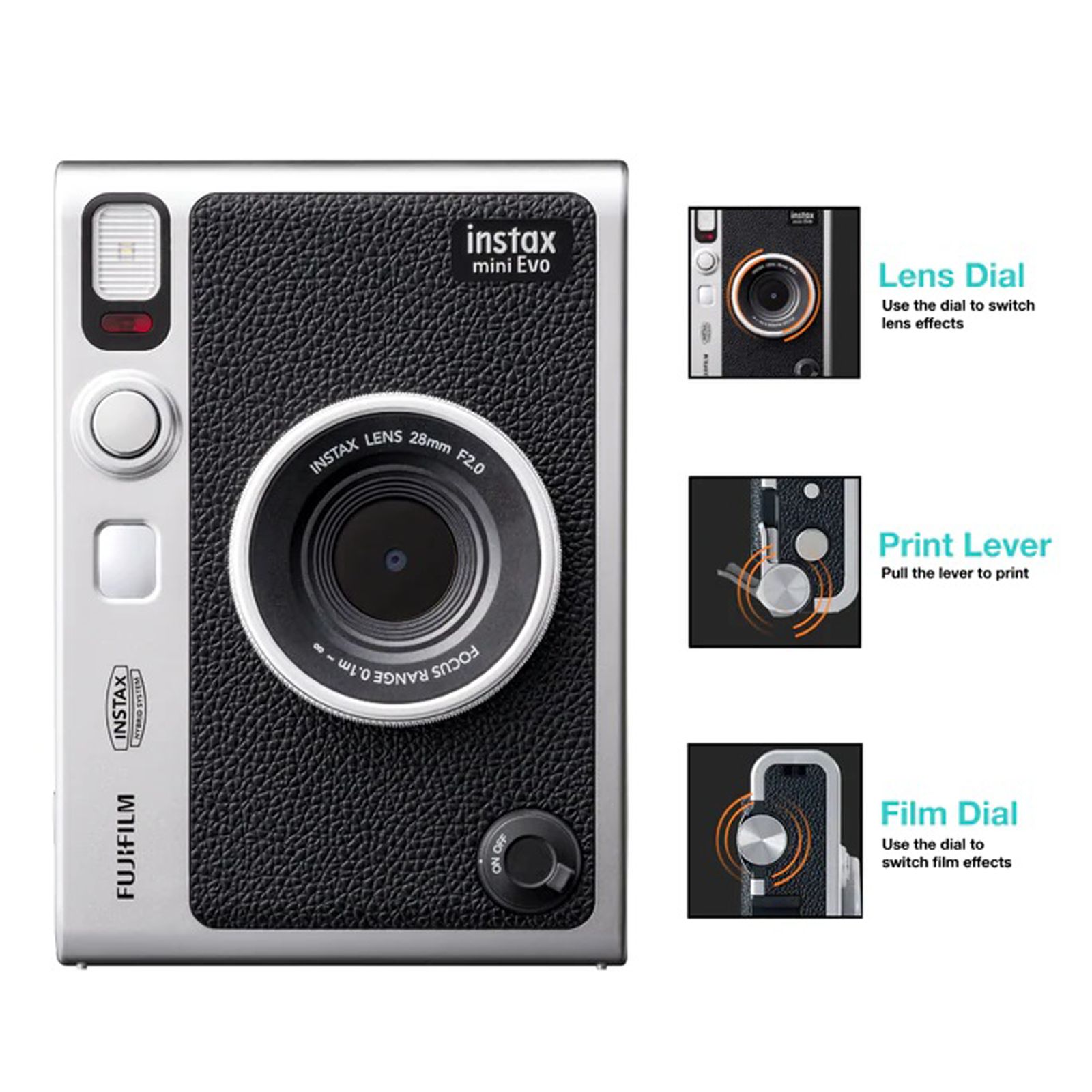FUJIFILM Instax Mini EVO Premium Edition Instant Camera with 20 Instant Films (Black)_8