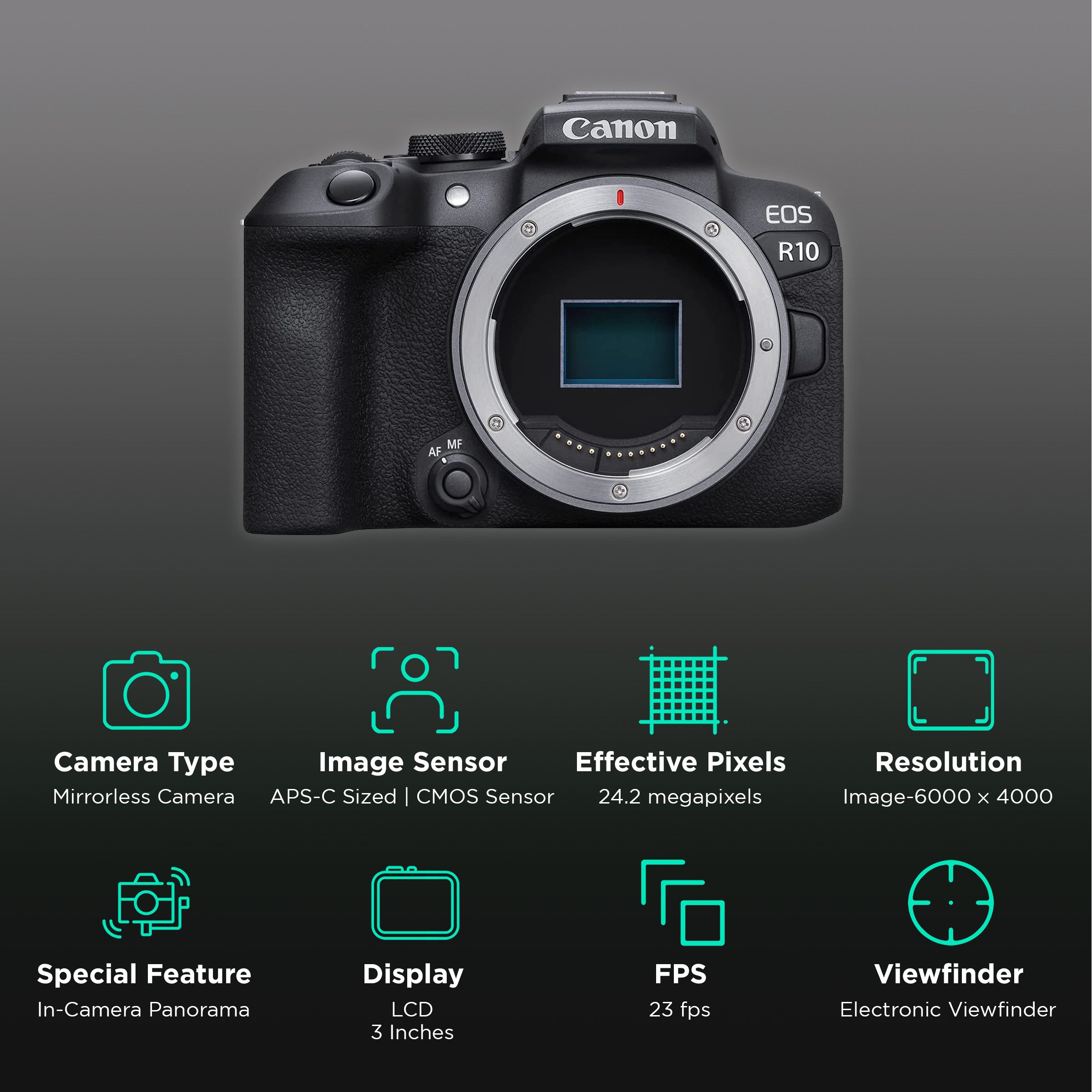 Canon EOS R10 24.2MP Mirrorless Camera (Body Only, 22.3 x 14.9 mm Sensor, Vari-Angle Touch Screen LCD) Canon EOS R10 24.2MP Mirrorless Camera (Body Only, 22.3 x 14.9 mm Sensor, Vari-Angle Touch Screen LCD)_2