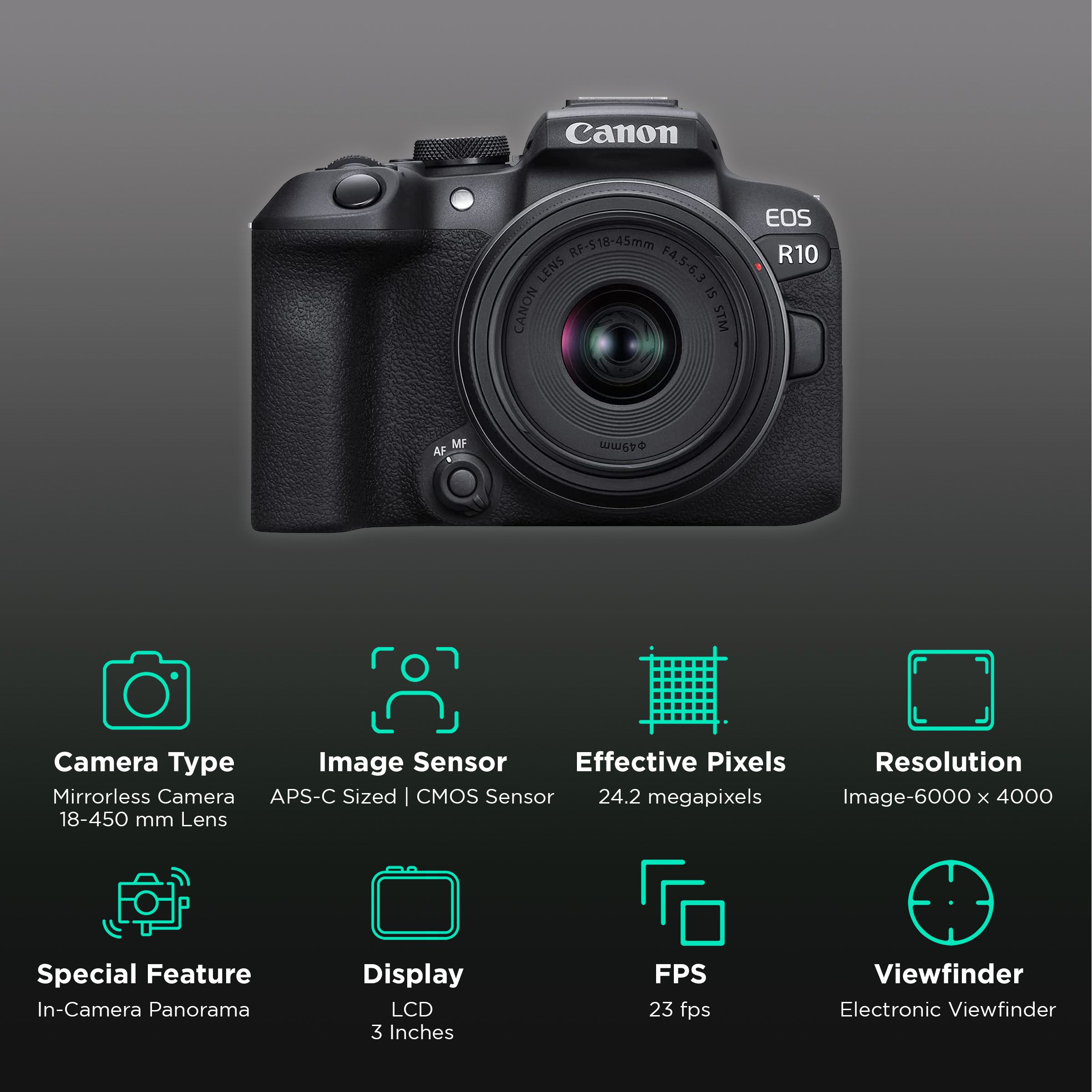 Canon EOS R10 24.2MP Mirrorless Camera (18-45 mm Lens, 22.3 x 14.9 mm Sensor, Vari-Angle Touch Screen LCD) Canon EOS R10 24.2MP Mirrorless Camera (18-45 mm Lens, 22.3 x 14.9 mm Sensor, Vari-Angle Touch Screen LCD)_2
