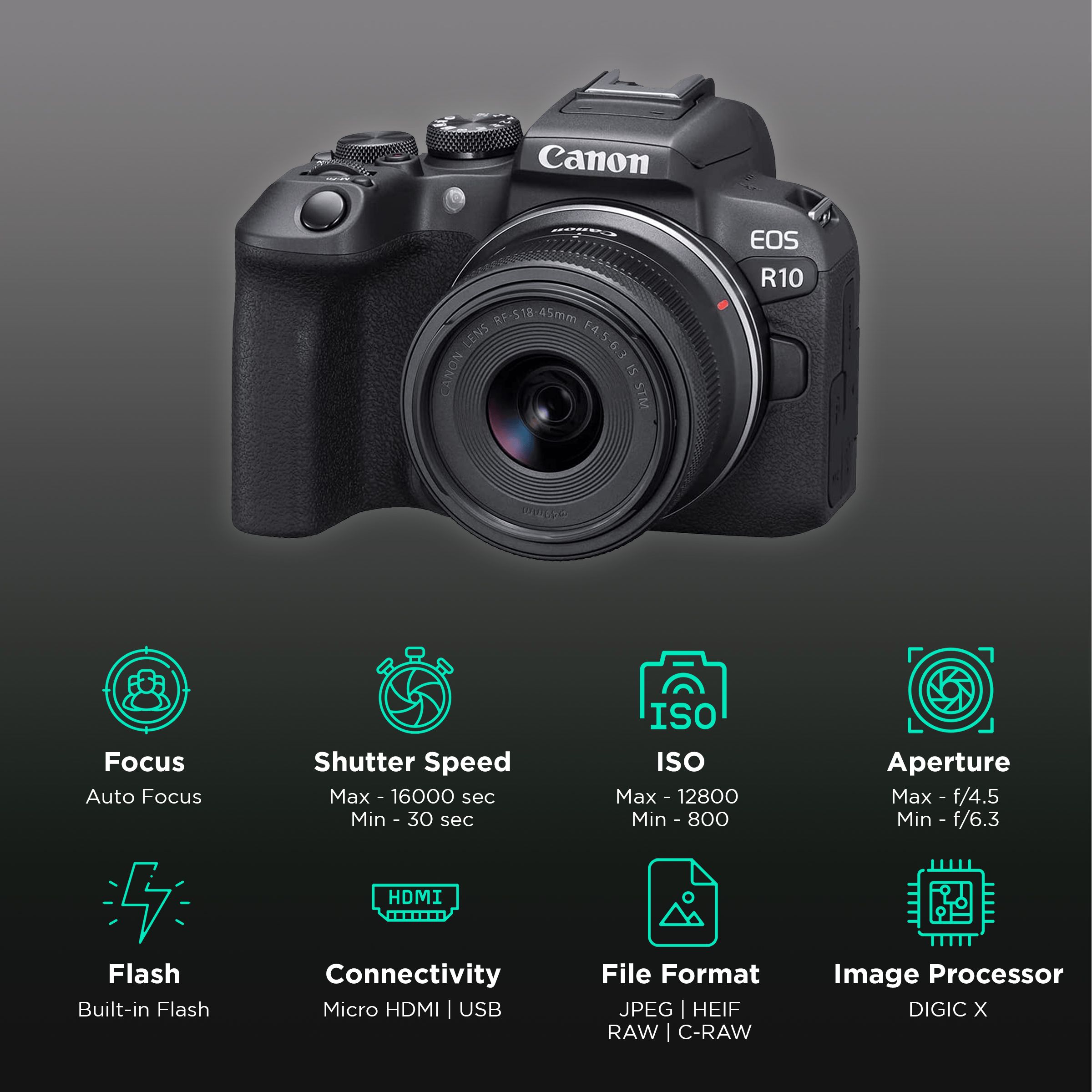 Canon EOS R10 24.2MP Mirrorless Camera (18-45 mm Lens, 22.3 x 14.9 mm Sensor, Vari-Angle Touch Screen LCD) Canon EOS R10 24.2MP Mirrorless Camera (18-45 mm Lens, 22.3 x 14.9 mm Sensor, Vari-Angle Touch Screen LCD)_3