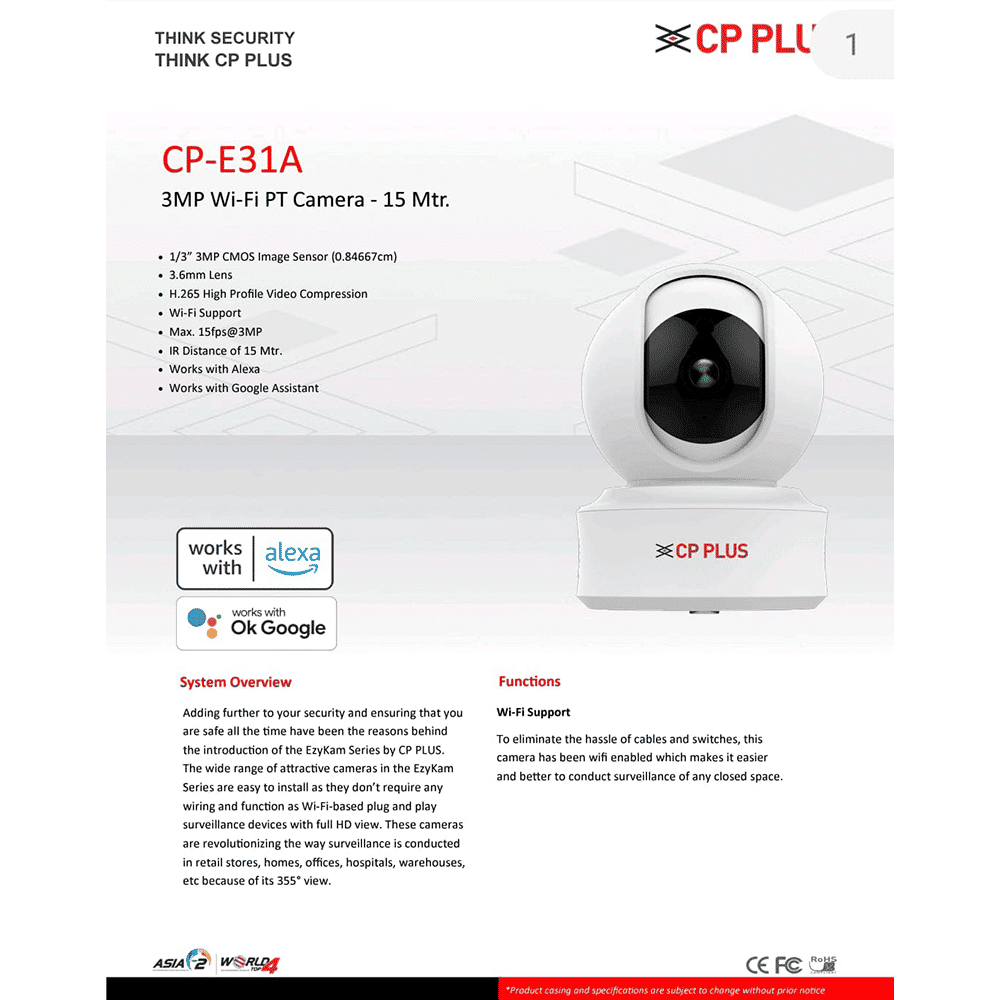 CP PLUS Smart CCTV Security Camera (Motion Alert & Google Assistant Support, CP-E31A, White)_13