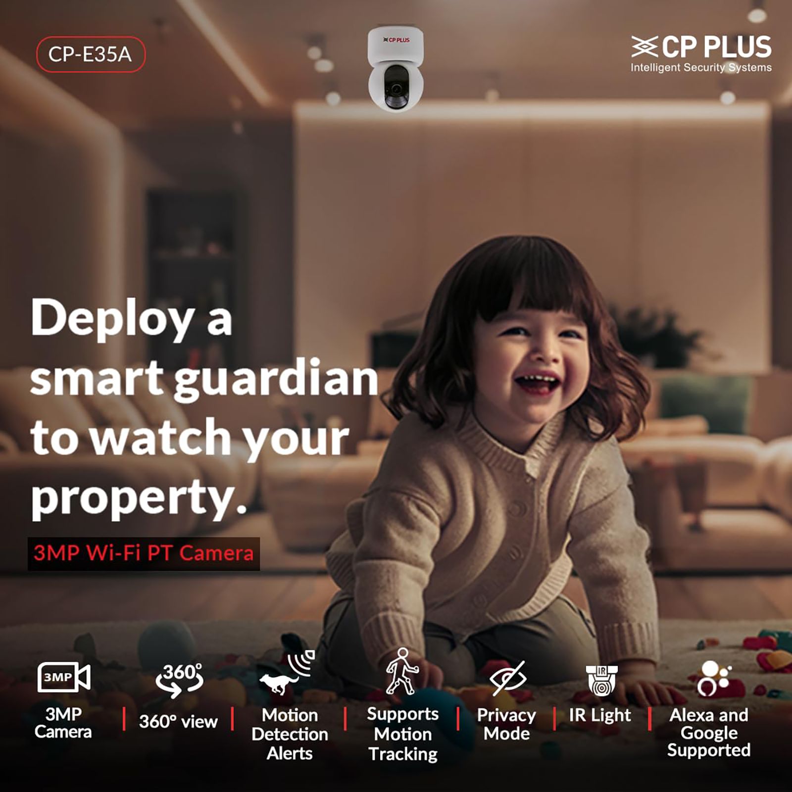 CP PLUS Ezykam Smart CCTV Security Camera (Google Assistant Support, CP-E35A, White) CP PLUS Ezykam Smart CCTV Security Camera (Google Assistant Support, CP-E35A, White)_8