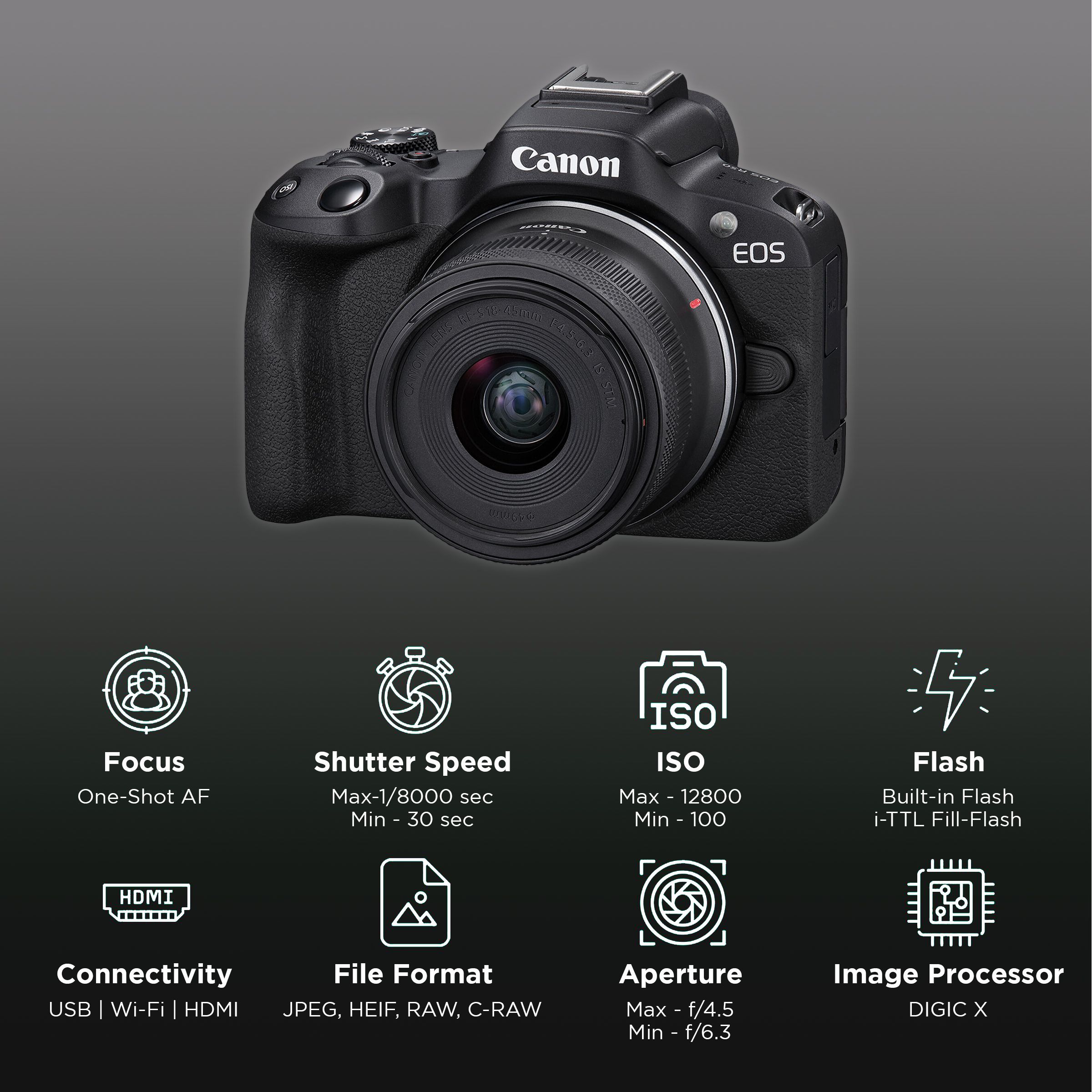 Canon EOS R50 24.2MP Mirrorless Camera (18-45 mm Lens, 5-Axis Electronic Image Stabilization) Canon EOS R50 24.2MP Mirrorless Camera (18-45 mm Lens, 5-Axis Electronic Image Stabilization)_3