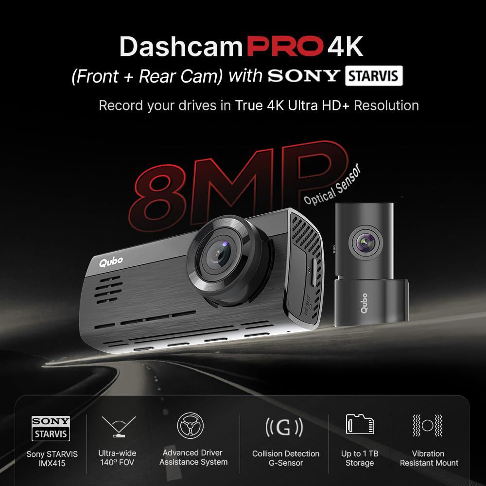 Qubo Dashcam Pro 4K UHD and 8MP Action Camera with ADAS Technology (Black) Qubo Dashcam Pro 4K UHD and 8MP Action Camera with ADAS Technology (Black)_6