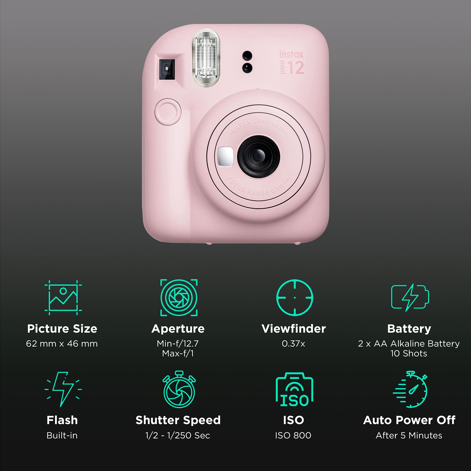 FUJIFILM Instax Mini 12 Instant Camera (Blossom Pink)_2