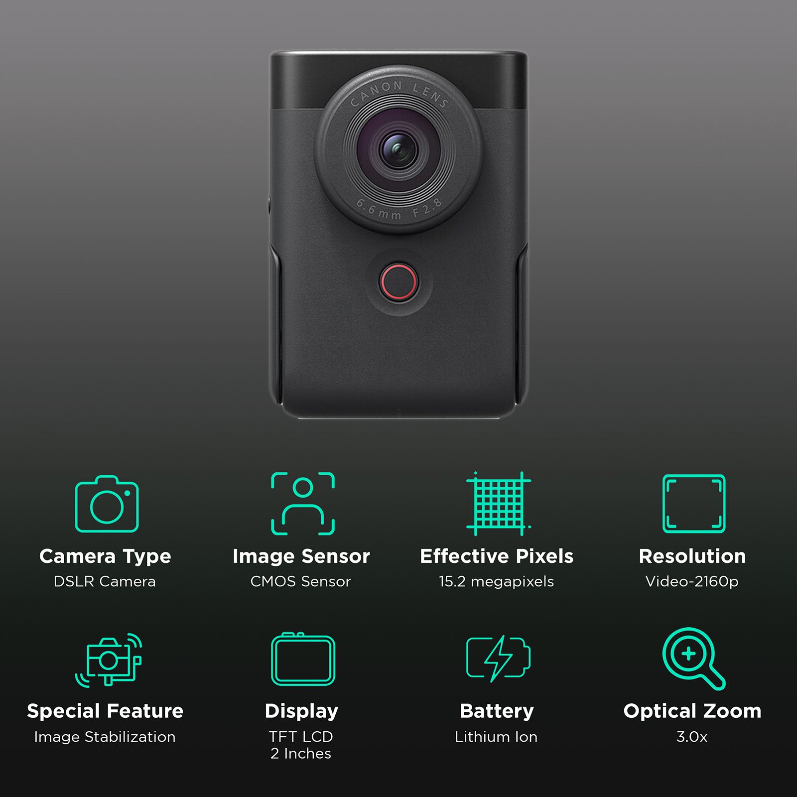 Canon PowerShot V10 15.2MP DSLR Camera (19 mm Lens, 25.4mm Sensor, Movie Digital IS)_2