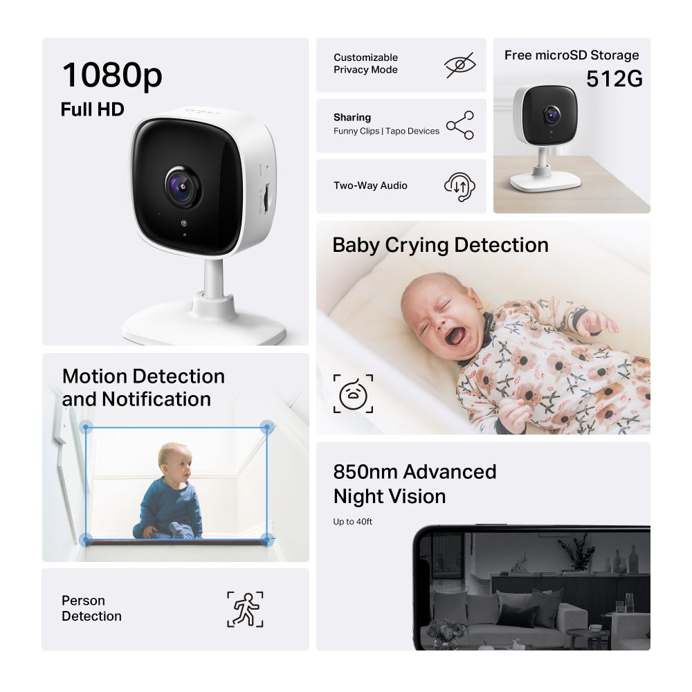 tp-link Tapo C100 FHD WiFi CCTV Security Camera (Two-Way Audio, White) tp-link Tapo C100 FHD WiFi CCTV Security Camera (Two-Way Audio, White)_5