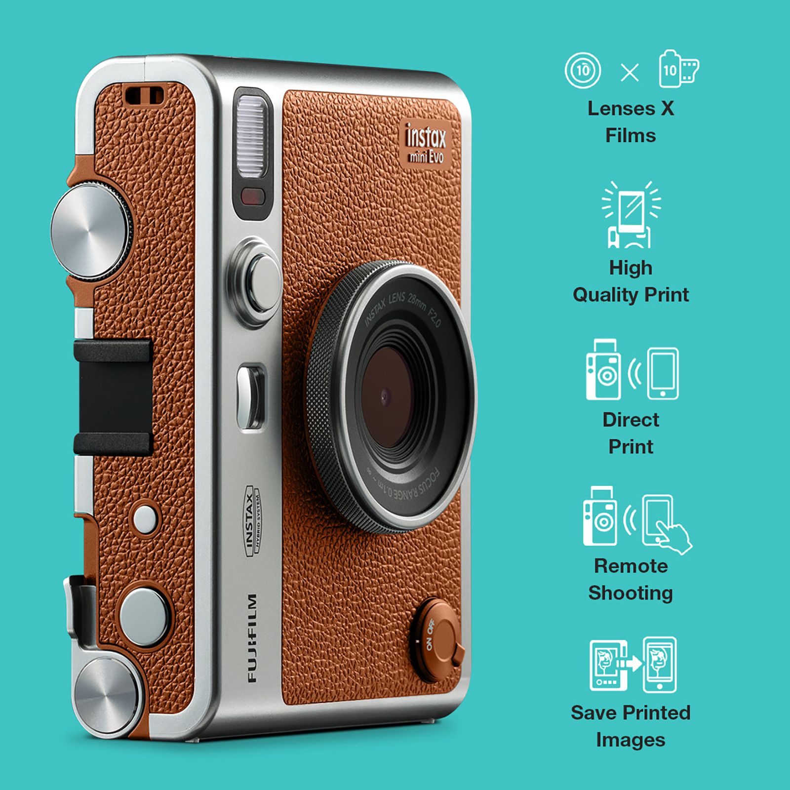 FUJIFILM Instax Mini EVO Instant Camera (Brown)_8