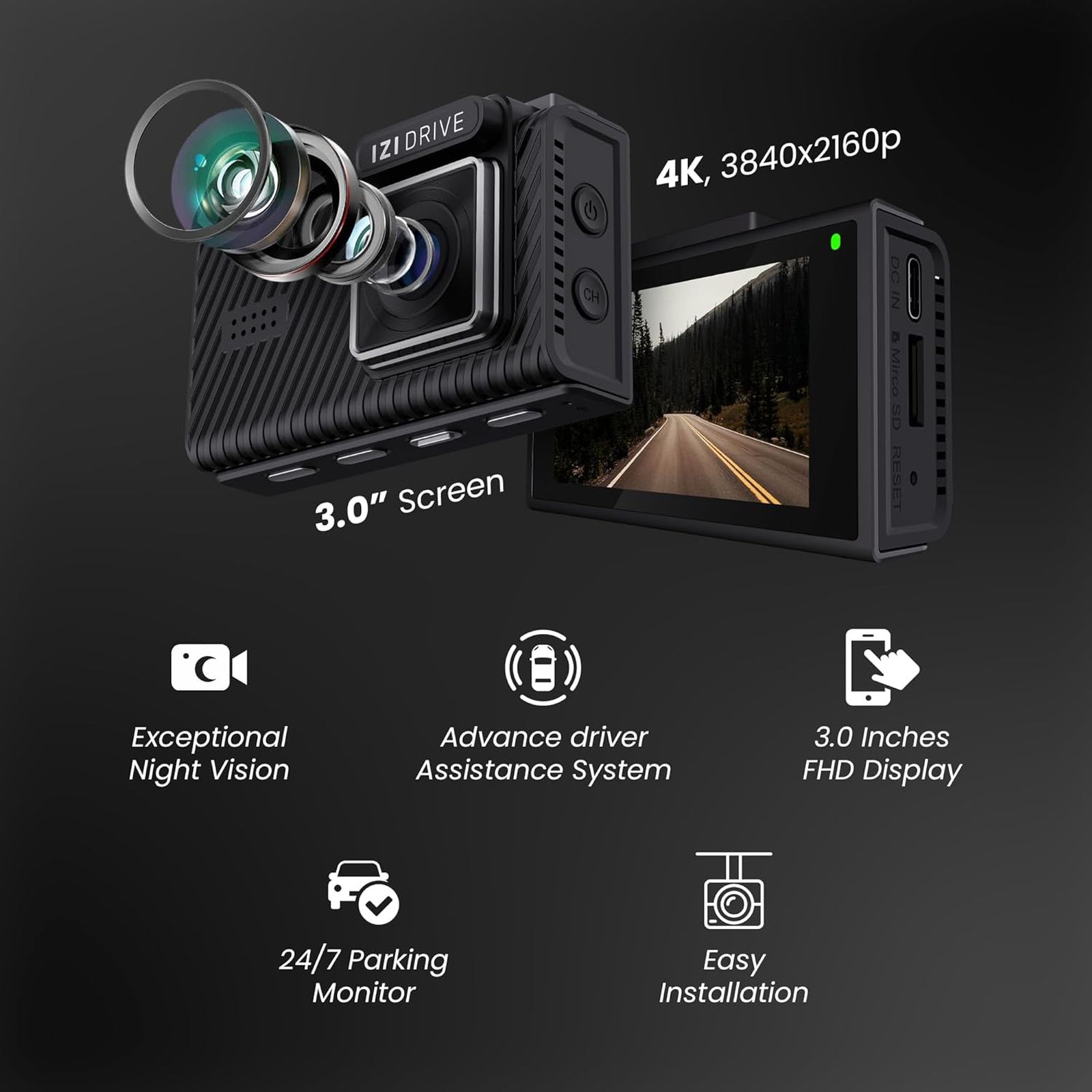 IZI Drive 4K and 5MP Action Camera with Advanced Parking Mode (Black) IZI Drive 4K and 5MP Action Camera with Advanced Parking Mode (Black)_7
