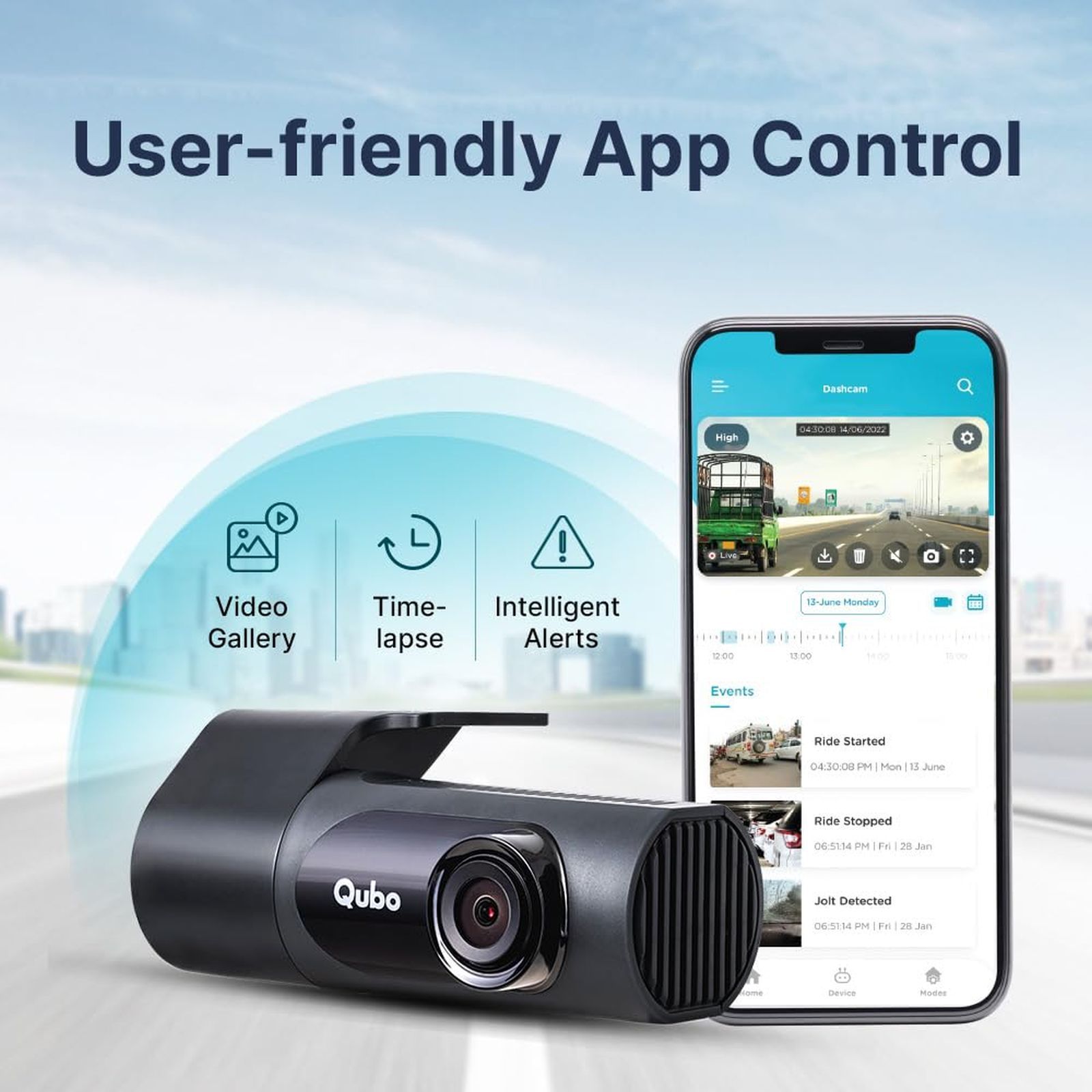 Qubo Dashcam Pro X Full HD and 2MP 30 FPS Action Camera with 360 Rotatable Design (Space Grey) Qubo Dashcam Pro X Full HD and 2MP 30 FPS Action Camera with 360 Rotatable Design (Space Grey)_5