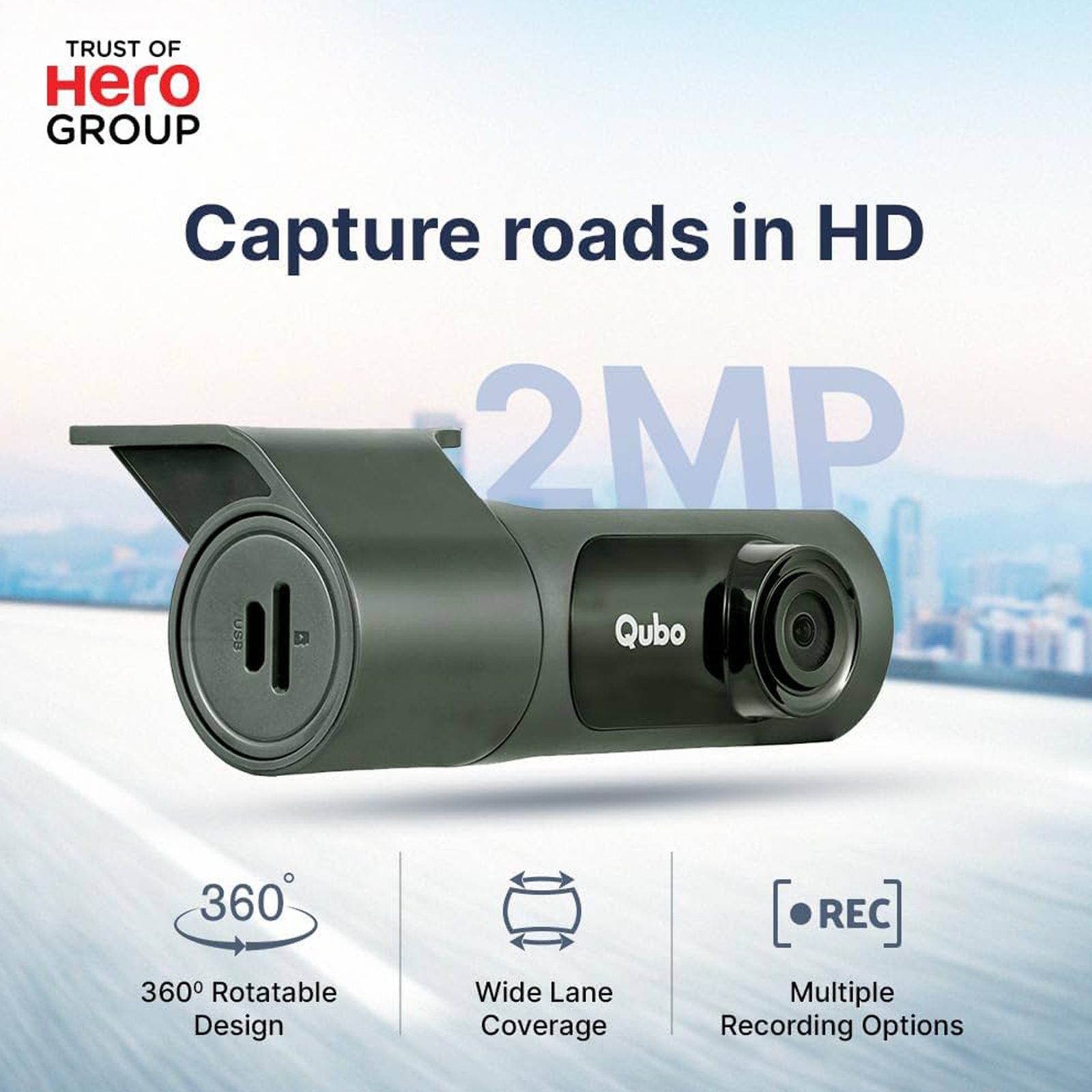 Qubo Dashcam Pro X Full HD and 2MP 30 FPS Action Camera with 360 Rotatable Design (Alpine Green) Qubo Dashcam Pro X Full HD and 2MP 30 FPS Action Camera with 360 Rotatable Design (Alpine Green)_3