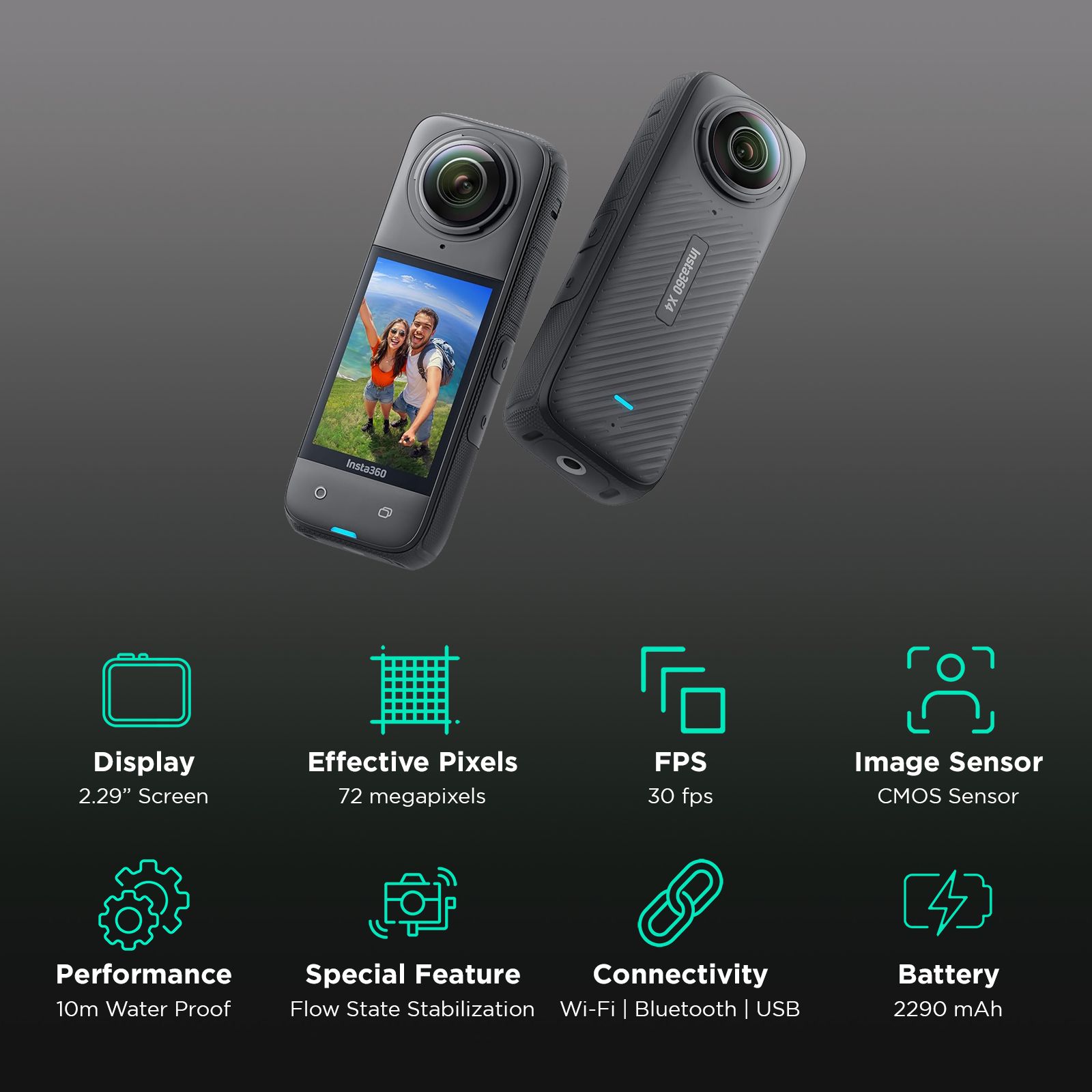 Insta360 X4 8K and 72MP 120 FPS Waterproof Action Camera with AI Gesture Control (Black) Insta360 X4 8K and 72MP 120 FPS Waterproof Action Camera with AI Gesture Control (Black)_2