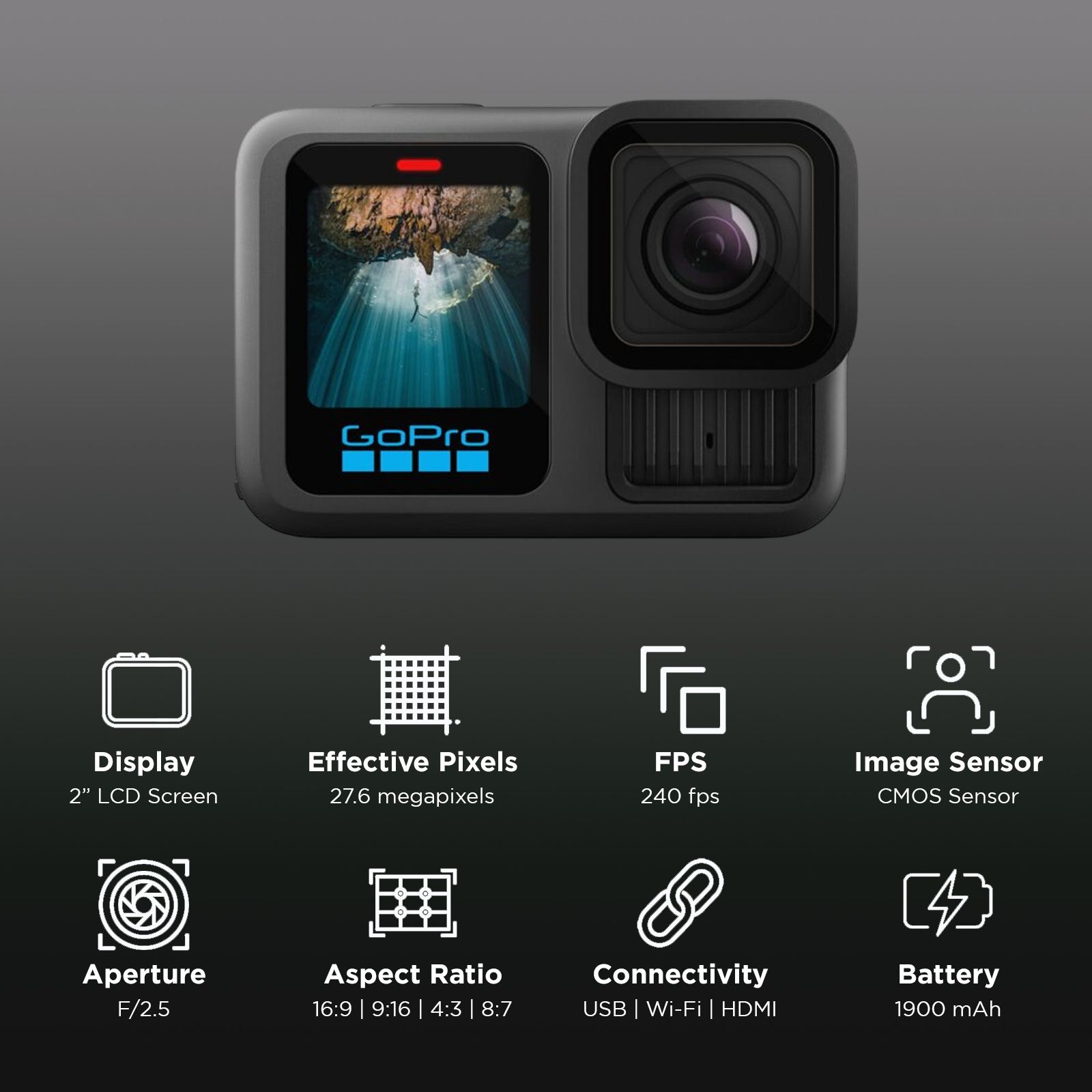 GoPro HERO13 Bundle 5.3K and 27MP 240 FPS Waterproof Sports Action Camera with Vehicle Light Trails (Black) GoPro HERO13 Bundle 5.3K and 27MP 240 FPS Waterproof Sports Action Camera with Vehicle Light Trails (Black)_2