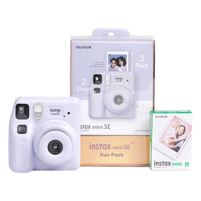 FUJIFILM Instax Mini SE Fun Pack Instant Camera with 10 Shots (Purple)