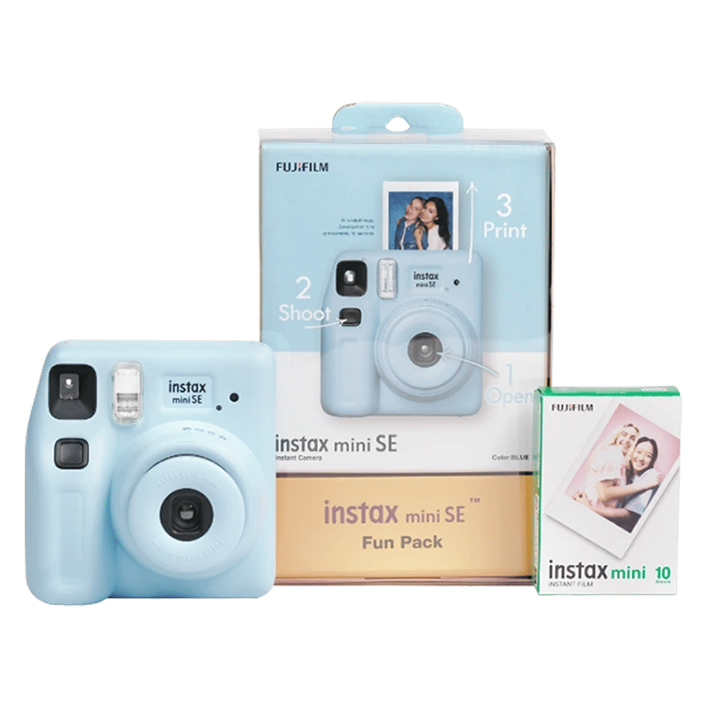 FUJIFILM Instax Mini SE Fun Pack Instant Camera with 10 Shots (Blue) FUJIFILM Instax Mini SE Fun Pack Instant Camera with 10 Shots (Blue)_1