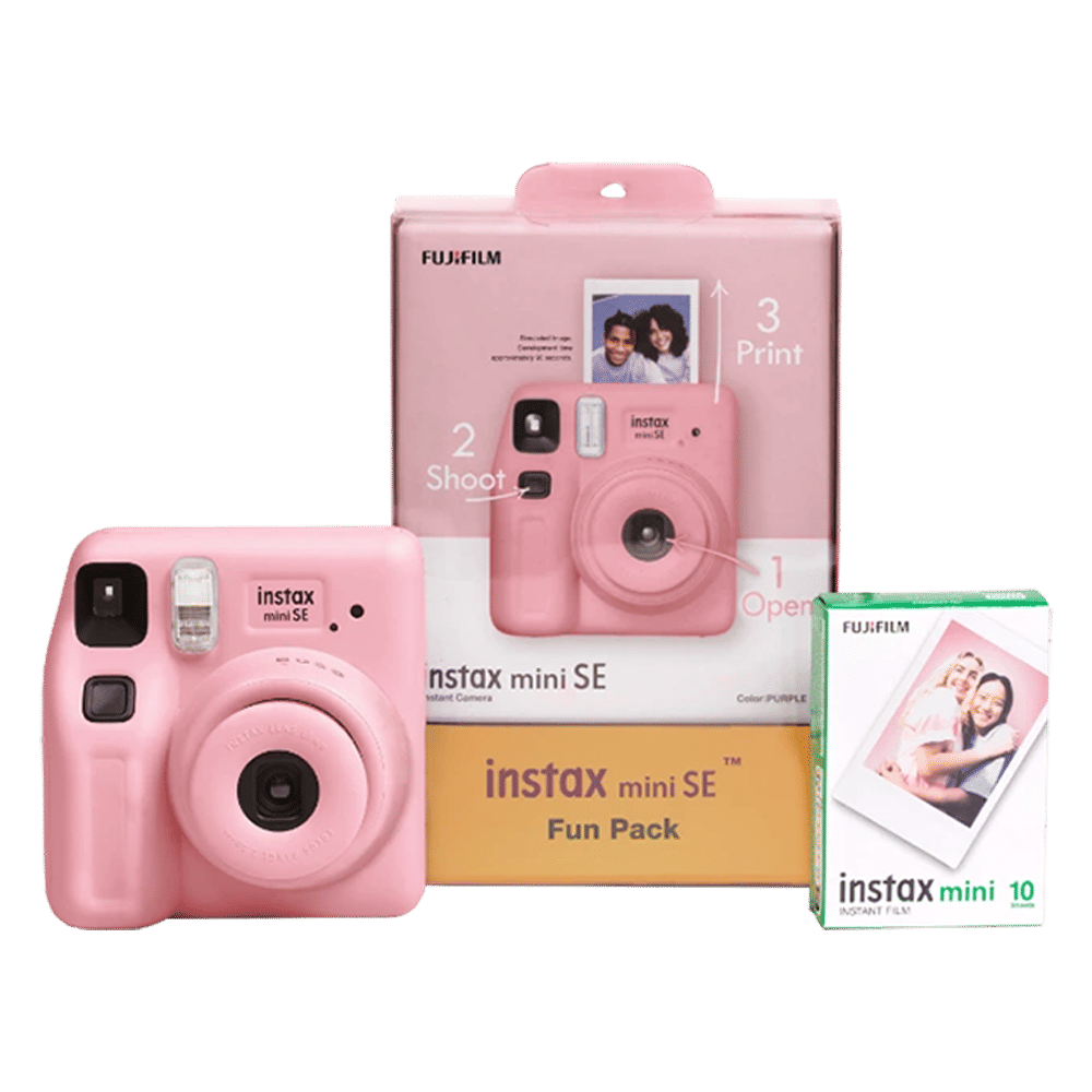 FUJIFILM Instax Mini SE Fun Pack Instant Camera with 10 Shots (Pink)_1