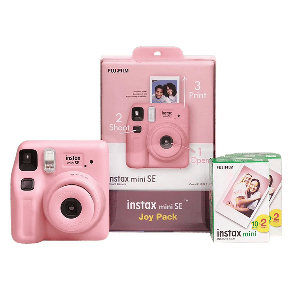 FUJIFILM Instax Mini SE Joy Pack Instant Camera with 40 Shots (Pink)_1