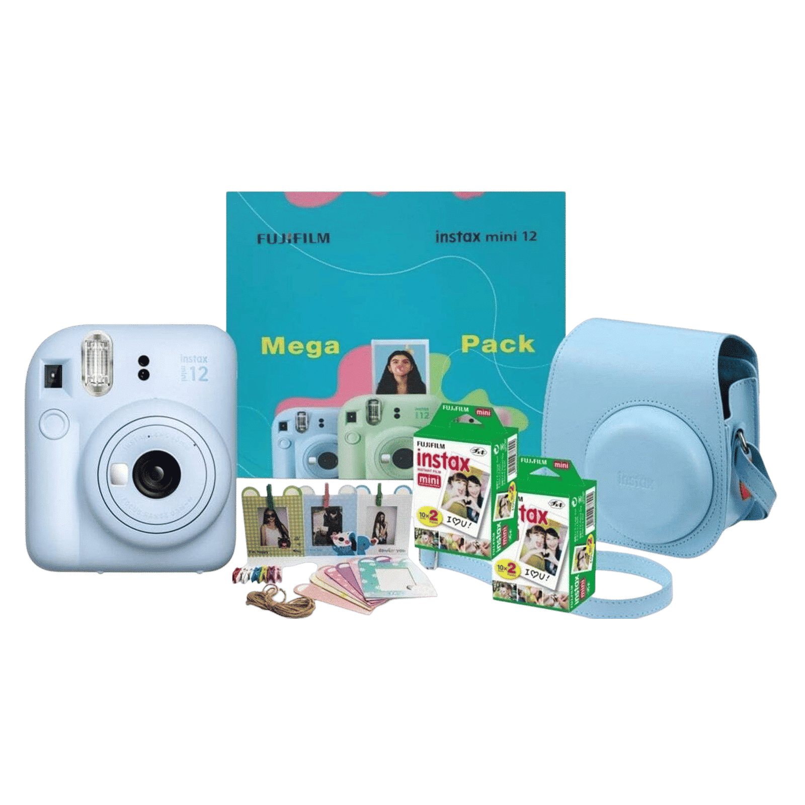 FUJIFILM Instax Mini 12 Mega Pack Instant Camera with 40 Shots (Pastel Blue)_1