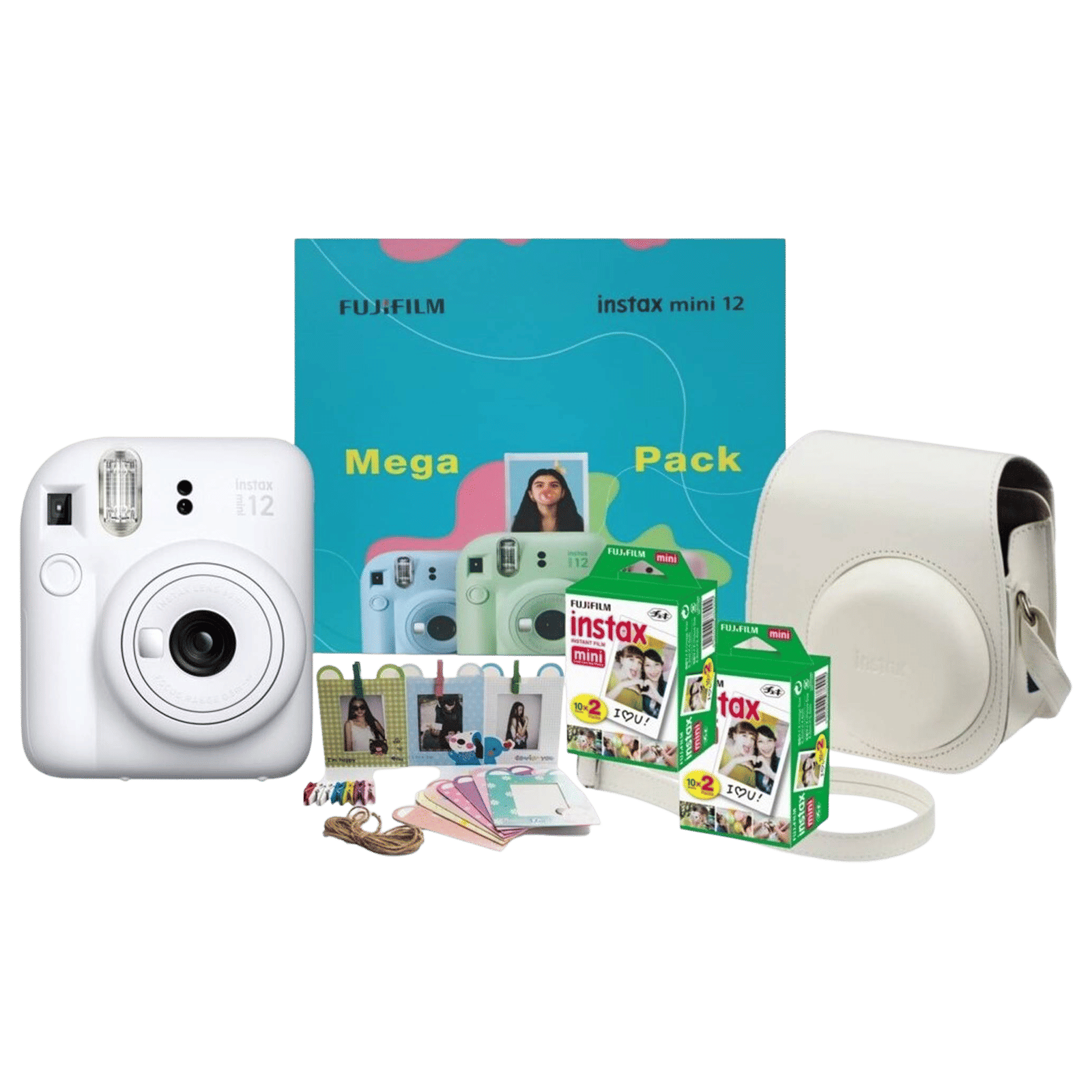 FUJIFILM Instax Mini 12 Mega Pack Instant Camera with 40 Shots (Clay White) FUJIFILM Instax Mini 12 Mega Pack Instant Camera with 40 Shots (Clay White)_1
