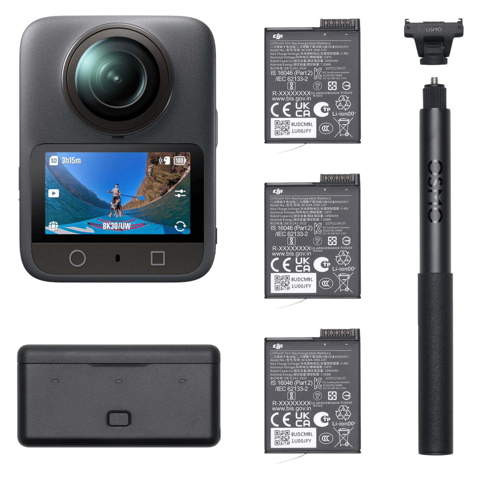 DJI Osmo 360 Adventure Combo 8K and 120MP 30 FPS Waterproof 360 Degree Action Camera with Magnetic Quick Release (Black)_1