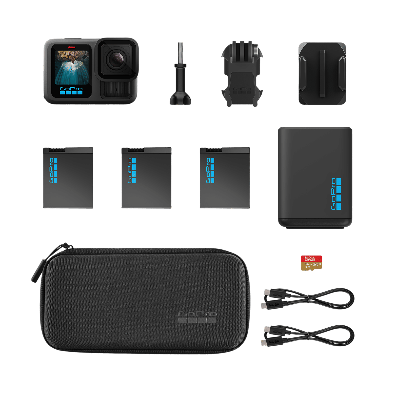 GoPro HERO13 Power Bundle 5.3K and 27MP 400 FPS Waterproof Action Camera with HyperSmooth Video Stabilization (Black)_1