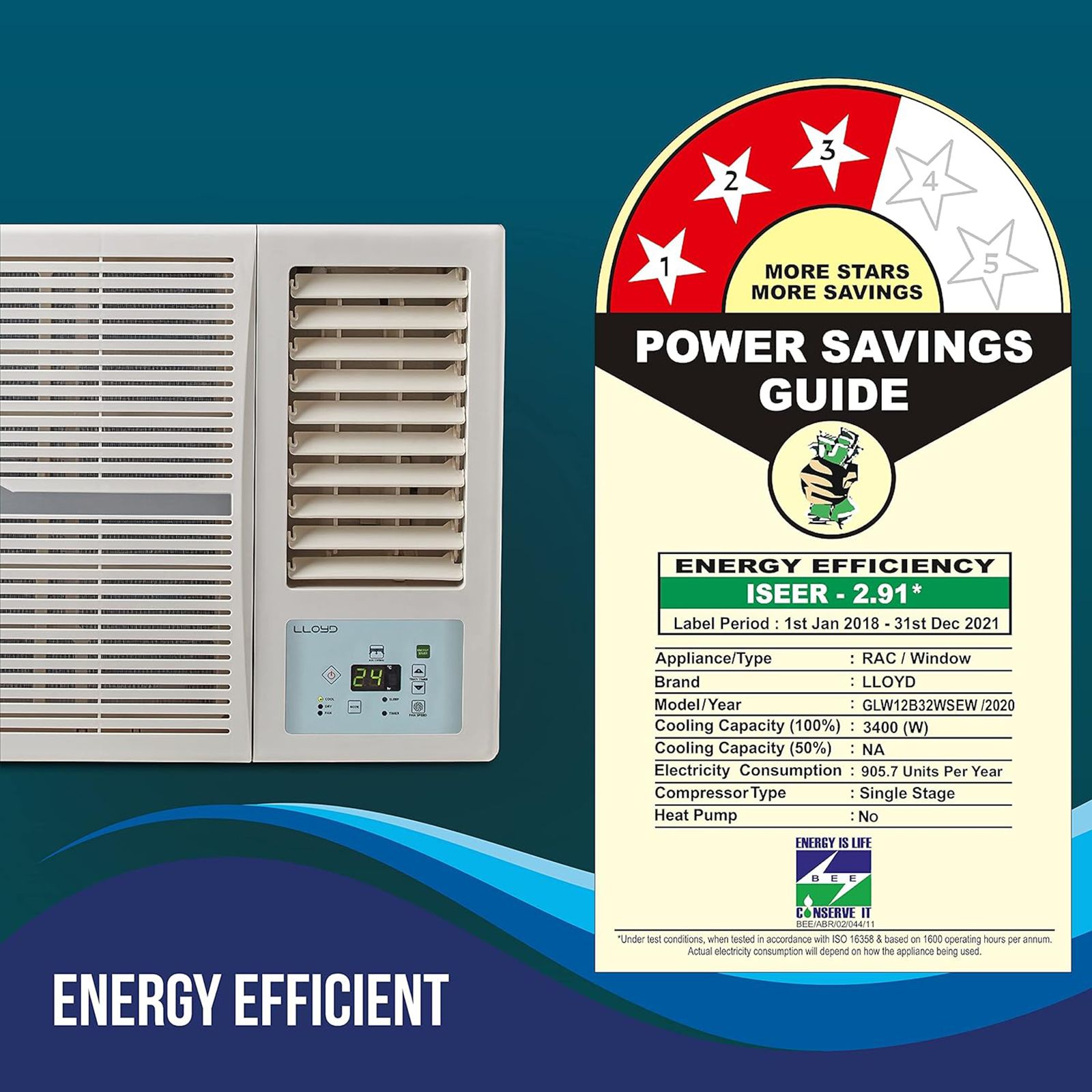 LLOYD 1 Ton 3 Star Window AC (Copper Condenser, Clean Air Filter, GLW12B32WSEW)_6
