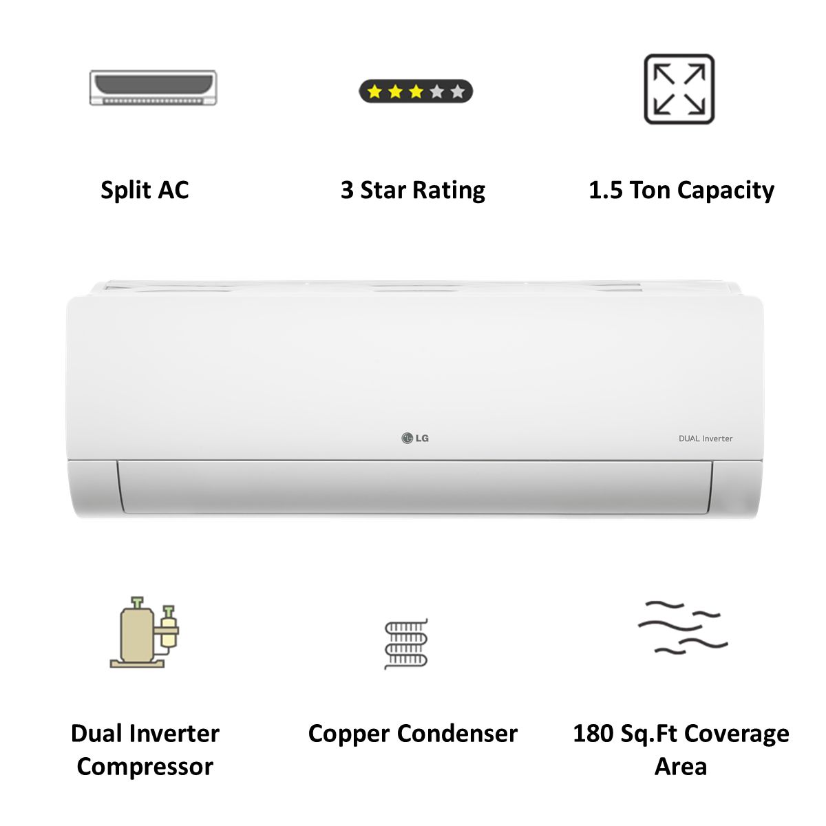 LG 4 in 1 Convertible 1.5 Ton 3 Star Dual Inverter Split AC with Dust Filter (2021 Model, Copper Condenser, MS-Q18ENXA) LG 4 in 1 Convertible 1.5 Ton 3 Star Dual Inverter Split AC with Dust Filter (2021 Model, Copper Condenser, MS-Q18ENXA)_5