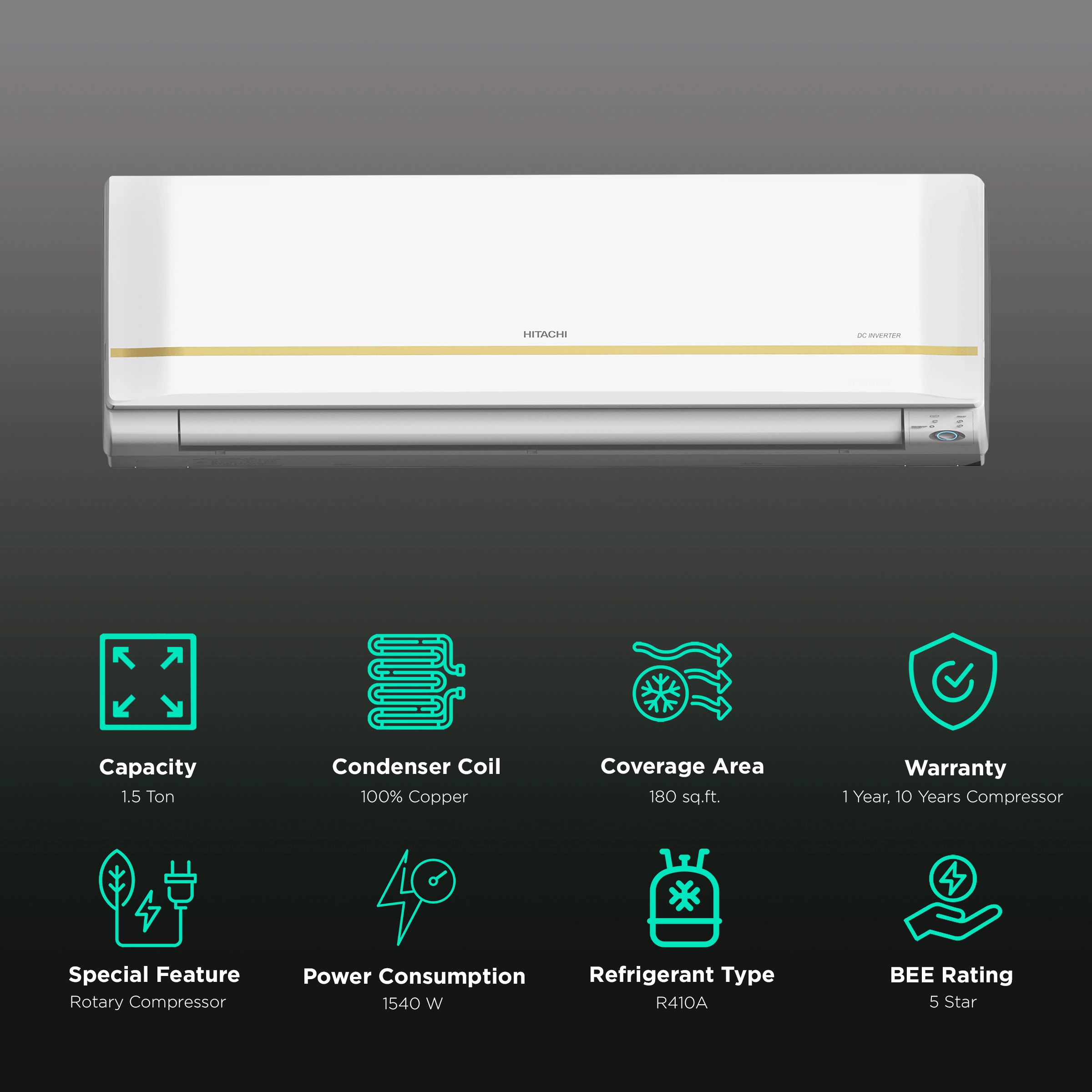 HITACHI Kiyora 5100X 1.5 Ton 5 Star Inverter Split AC (Copper Condenser, Koukin Filter, RSRG518HEEA) HITACHI Kiyora 5100X 1.5 Ton 5 Star Inverter Split AC (Copper Condenser, Koukin Filter, RSRG518HEEA)_2