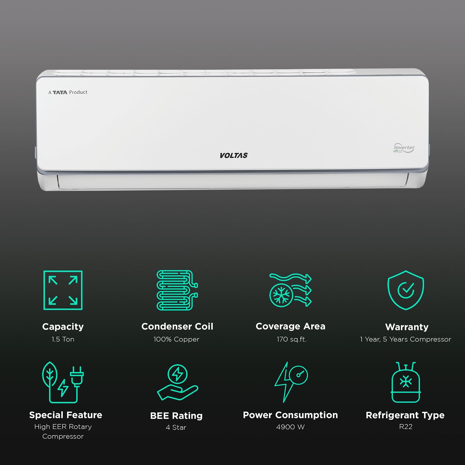 VOLTAS 1.5 Ton 4 Star Hot & Cold Split AC (2019 Model, Copper Condenser, Anti Microbial Filter, 18H SZS)_2