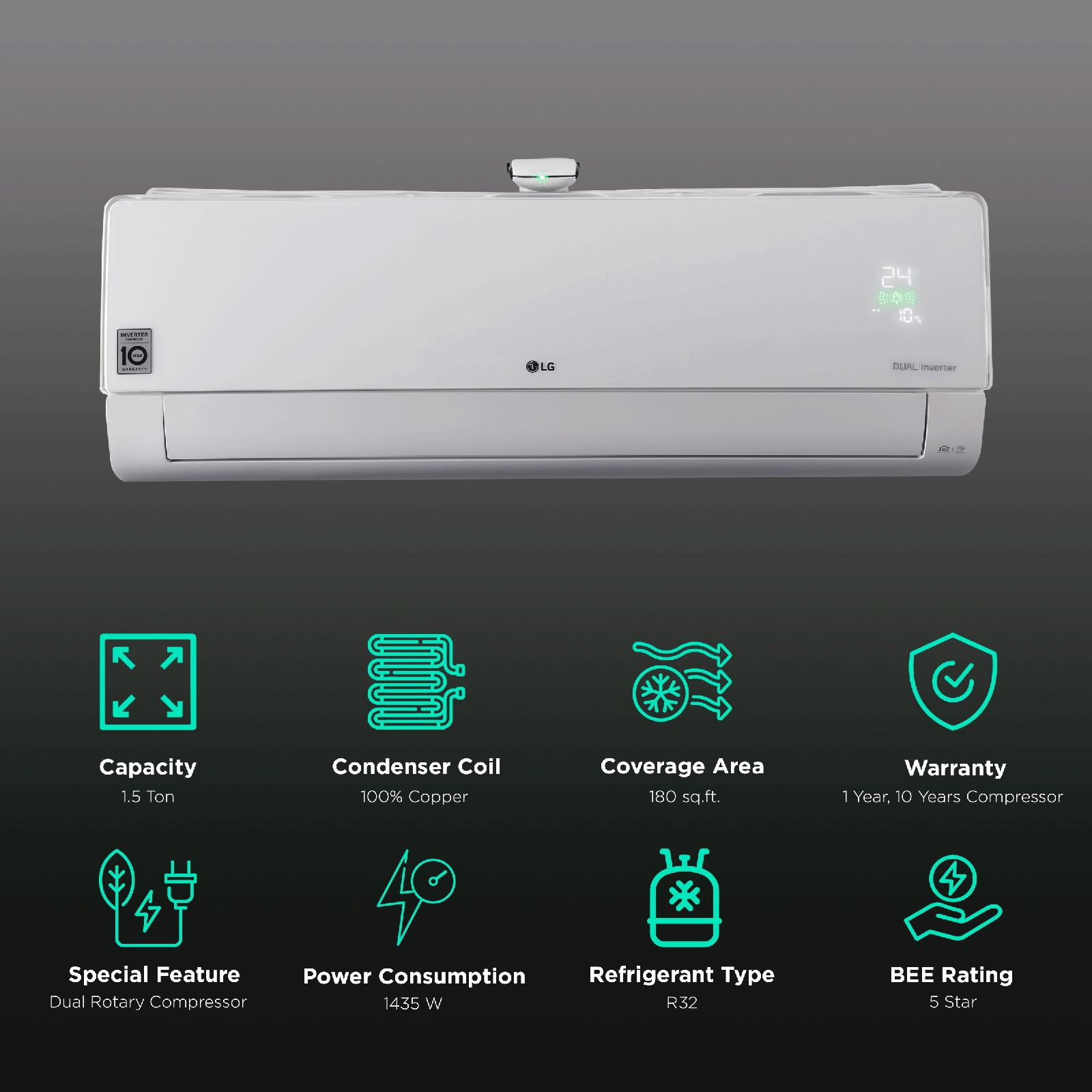 LG 6 in 1 Convertible 1.5 Ton 5 Star Dual Inverter Split Smart AC with HD Filter (Copper Condenser, PS-Q19APZF)_2