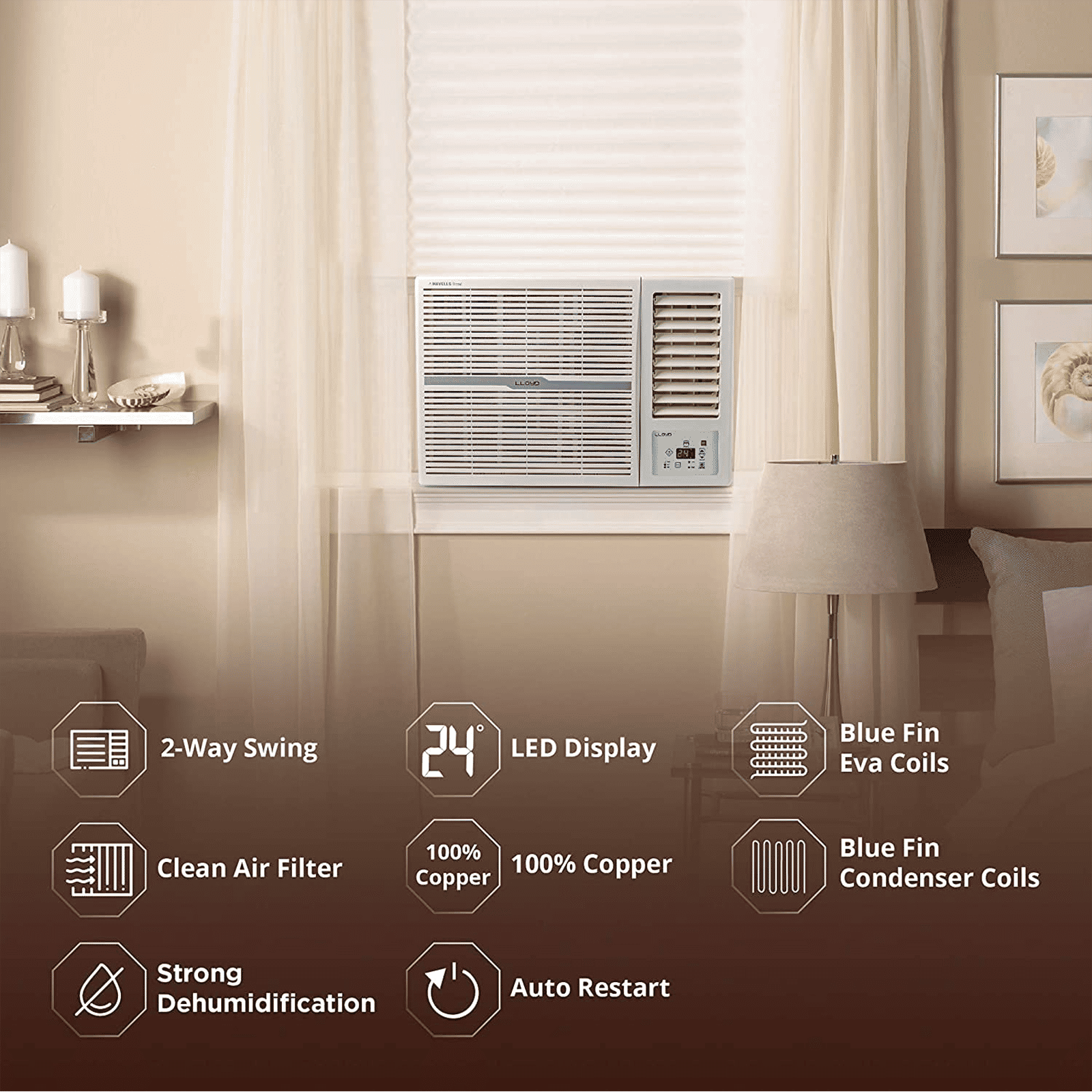 LLOYD 1.5 Ton 3 Star Fixed Speed Window AC (Copper Condenser, Clean Air Filter, GLW18B32WCEW) LLOYD 1.5 Ton 3 Star Fixed Speed Window AC (Copper Condenser, Clean Air Filter, GLW18B32WCEW)_6