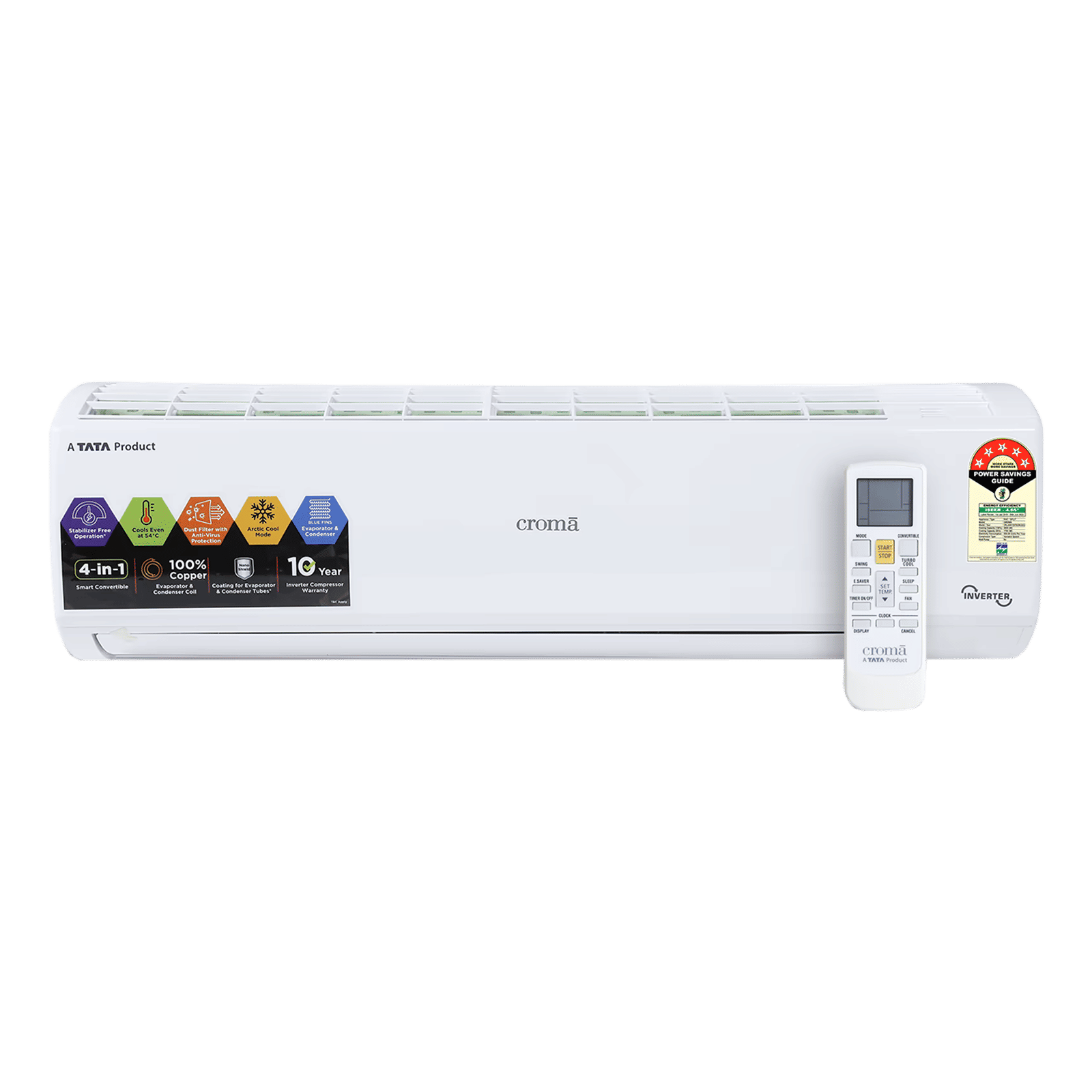 Croma 4 in 1 Convertible 1 Ton 4 Star Inverter Split AC with PM 2.5 Filter (Copper Condenser, CRLAIN0125T0256)_1