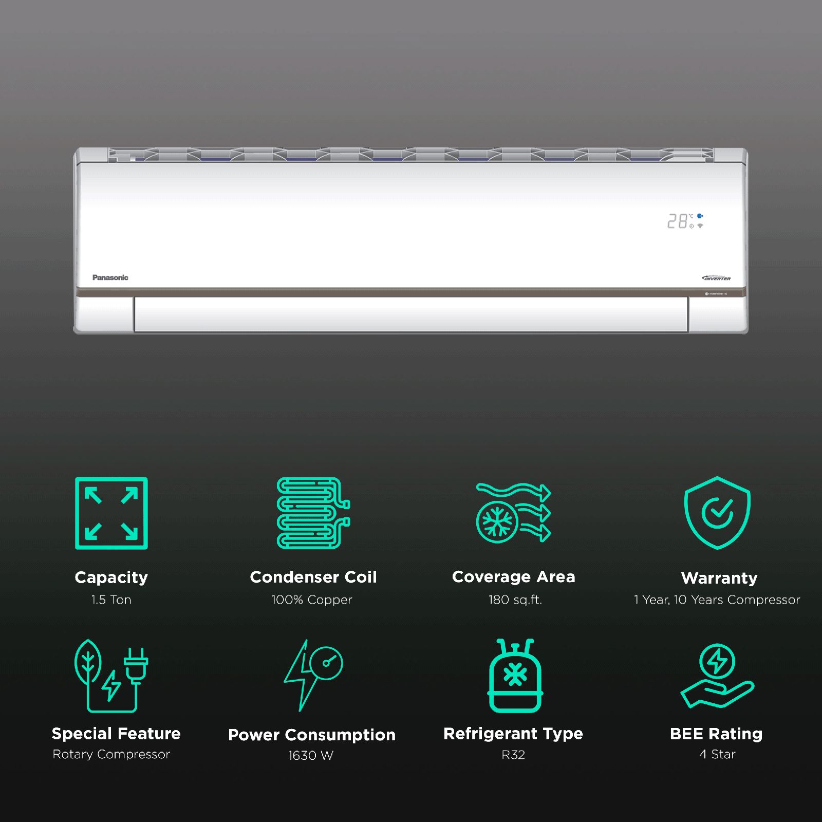 Panasonic 1.5 Ton 4 Star Twin Cool Inverter Split Smart AC with Voice Assistant (Copper Condenser, WU18YKYXF) Panasonic 1.5 Ton 4 Star Twin Cool Inverter Split Smart AC with Voice Assistant (Copper Condenser, WU18YKYXF)_2