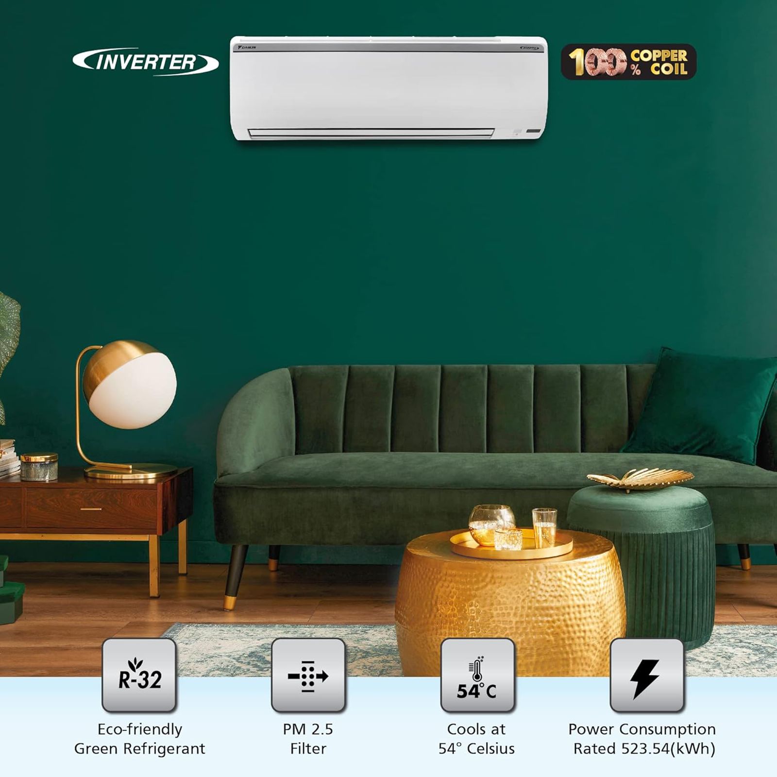 DAIKIN Premium Series 1 Ton 5 Star Inverter Split AC with Anti-Corrosion Treatment (Copper Condenser, FTKM35UV16W) DAIKIN Premium Series 1 Ton 5 Star Inverter Split AC with Anti-Corrosion Treatment (Copper Condenser, FTKM35UV16W)_10