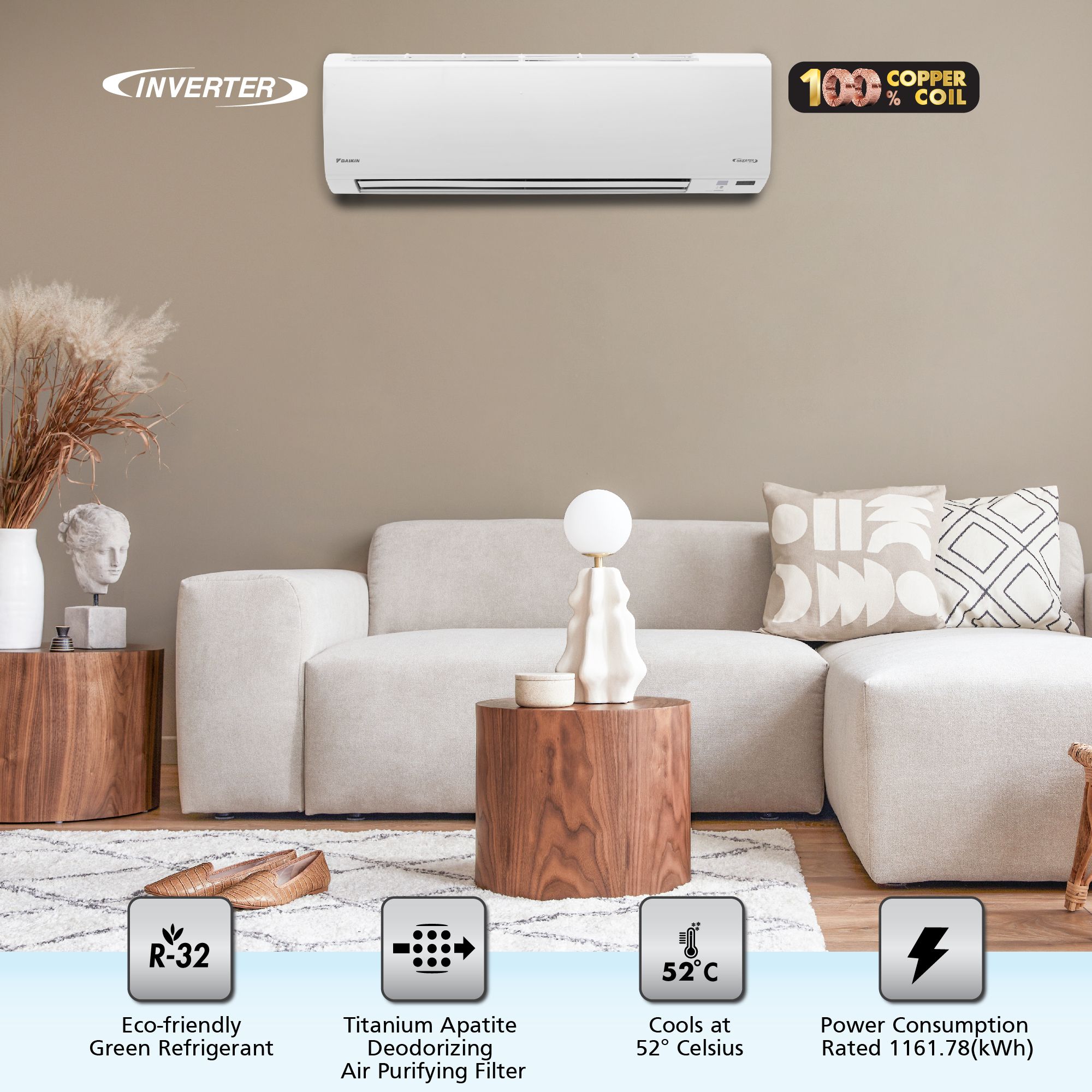 Daikin Standard+ Series 1.8 Ton 4 Star Inverter Split AC (Copper Condenser, Titanium Apatite Deodorizing Filter, ATKL60UV) Daikin Standard+ Series 1.8 Ton 4 Star Inverter Split AC (Copper Condenser, Titanium Apatite Deodorizing Filter, ATKL60UV)_8