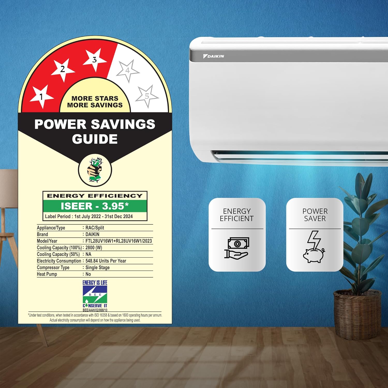 Daikin Standard Series 0.8 Ton 3 Star Split AC (Copper Condenser, PM 2.5 Filter, FTL28U) Daikin Standard Series 0.8 Ton 3 Star Split AC (Copper Condenser, PM 2.5 Filter, FTL28U)_2