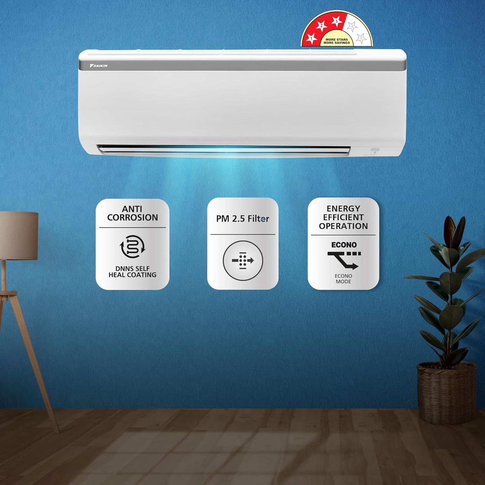 Daikin Standard Series 0.8 Ton 3 Star Split AC (Copper Condenser, PM 2.5 Filter, FTL28U) Daikin Standard Series 0.8 Ton 3 Star Split AC (Copper Condenser, PM 2.5 Filter, FTL28U)_4