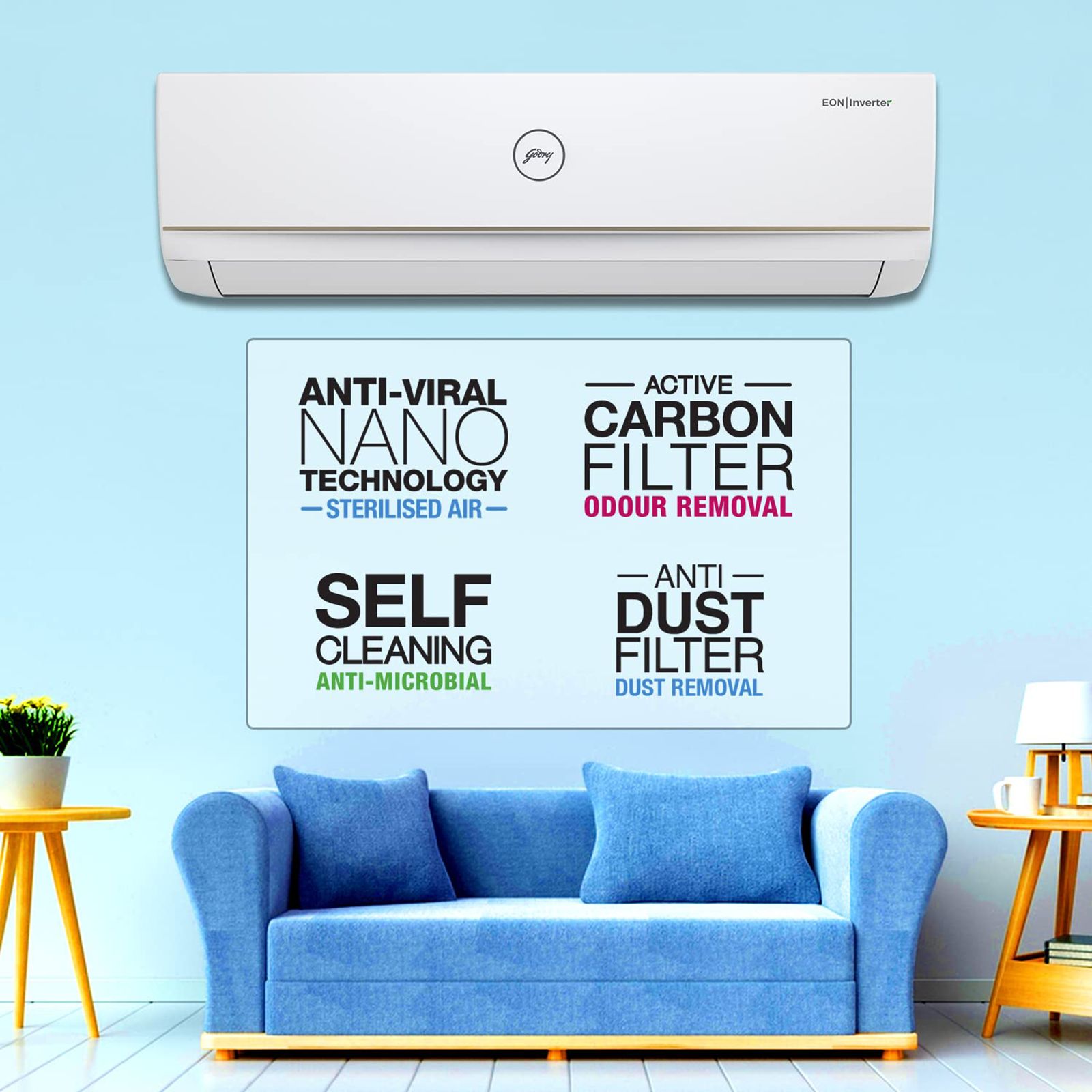 Godrej 5 in 1 Convertible 1.5 Ton 3 Star Inverter Split AC with Active Carbon Filter (Copper Condenser, GIC 18TTC3 GVA) Godrej 5 in 1 Convertible 1.5 Ton 3 Star Inverter Split AC with Active Carbon Filter (Copper Condenser, GIC 18TTC3 GVA)_9