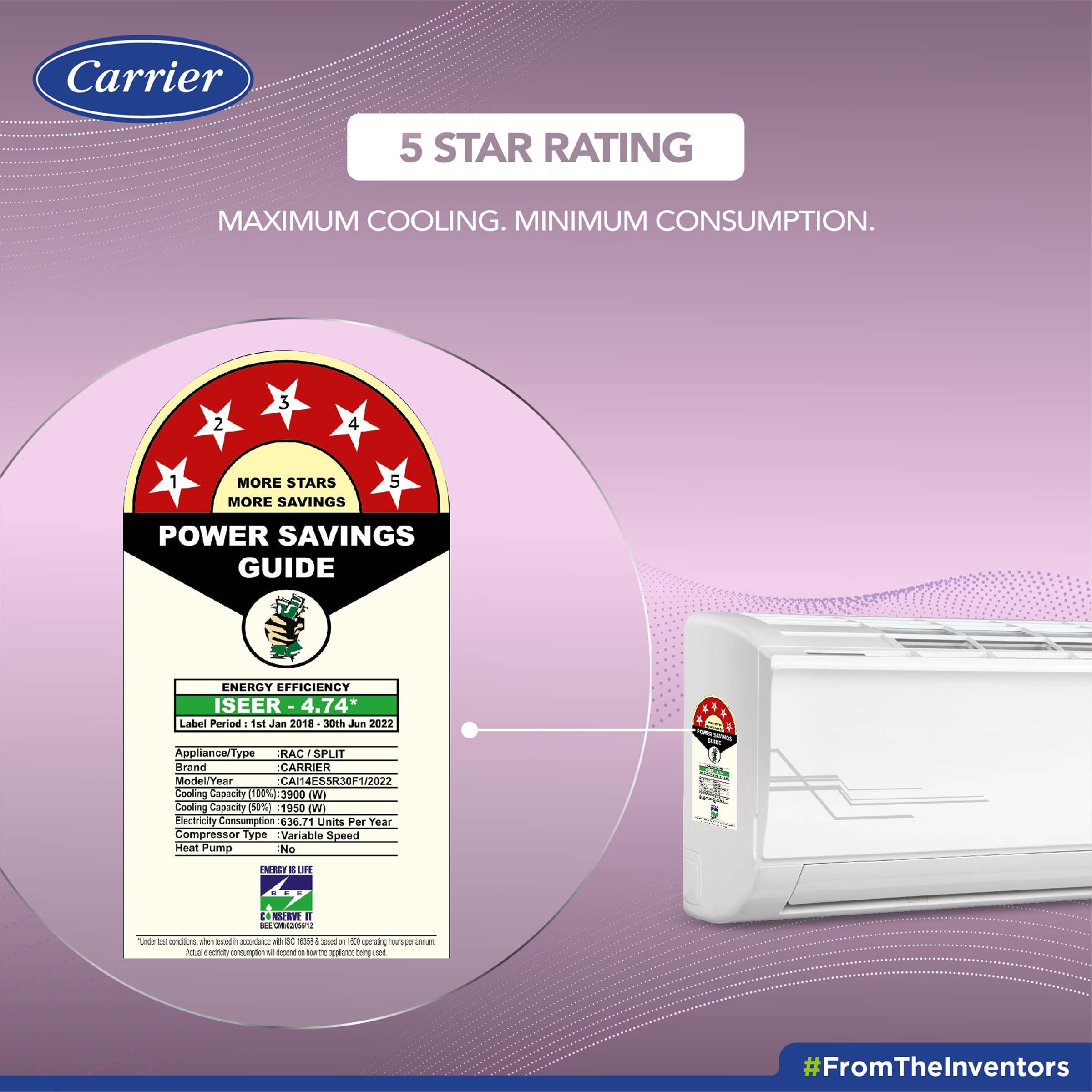 Carrier Ester CXI 4 in 1 Convertible 1.2 Ton 5 Star Flexicool Inverter Split AC with Auto Clean Function (Copper Condenser, CAI14ES5R30F1) Carrier Ester CXI 4 in 1 Convertible 1.2 Ton 5 Star Flexicool Inverter Split AC with Auto Clean Function (Copper Condenser, CAI14ES5R30F1)_16