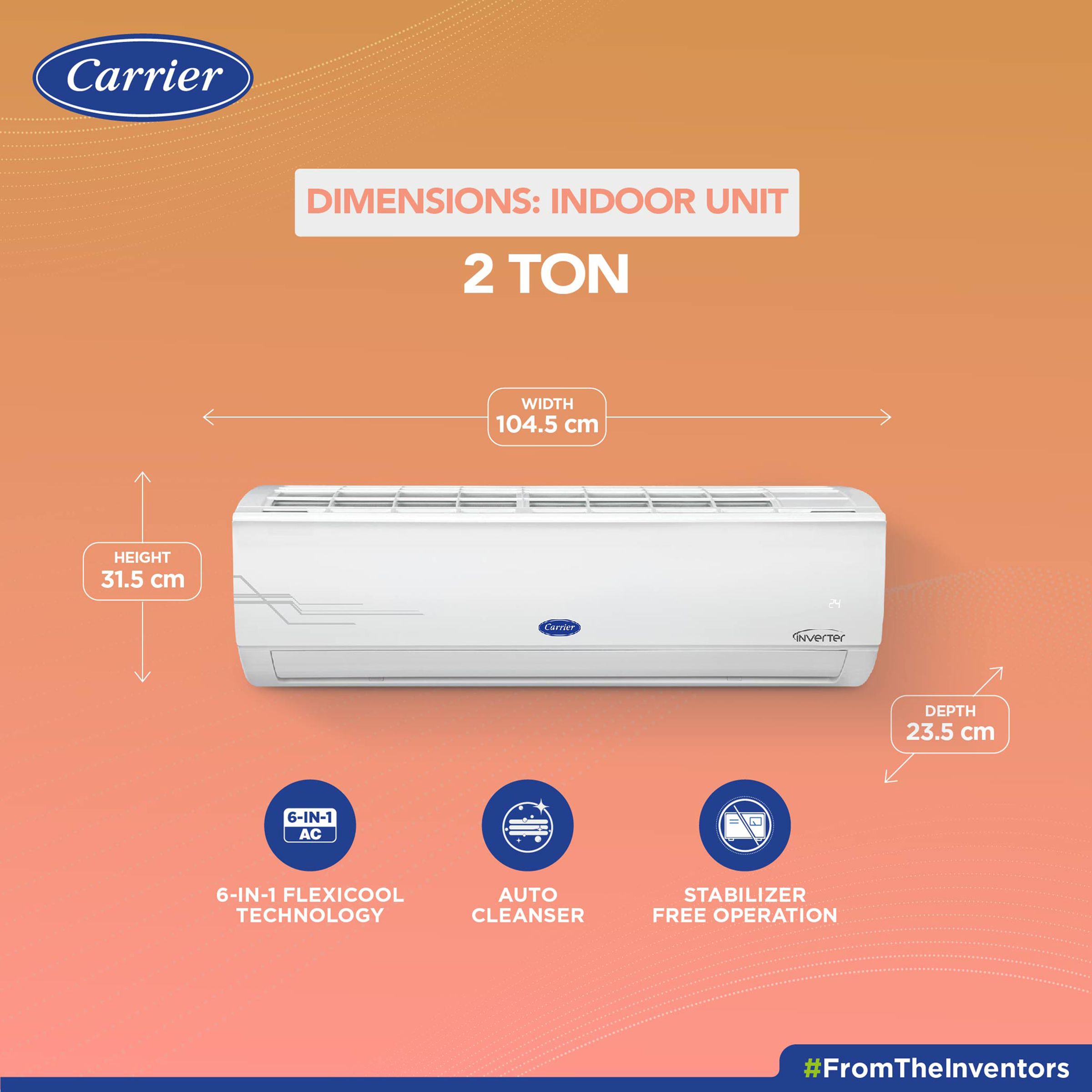 Carrier Ester CXI 6 in 1 Convertible 2 Ton 5 Star Flexicool Inverter Split AC with Auto Clean Function (2022 Model, Copper Condenser, CAI24ES5R30F1)_17