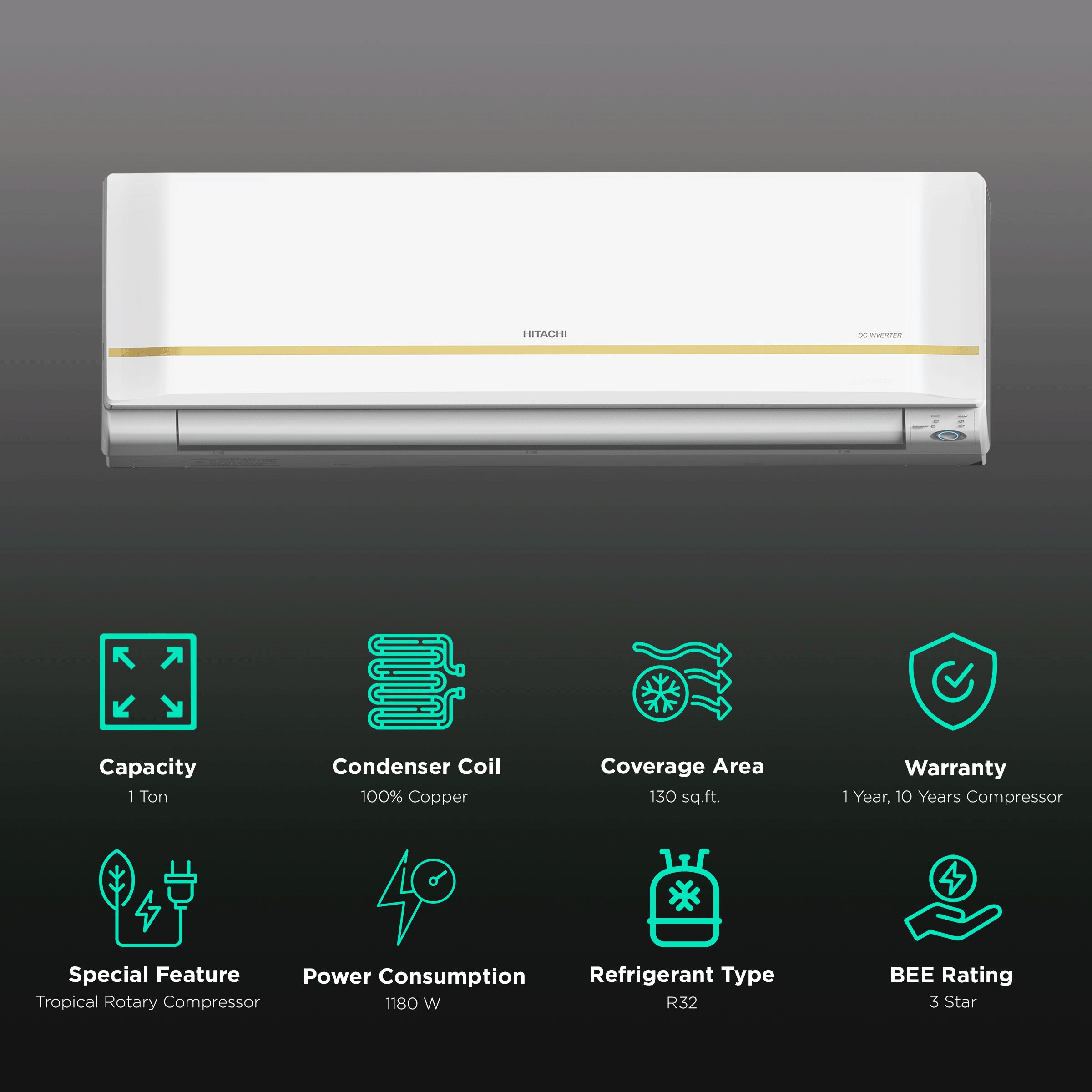 HITACHI Shizen 3100S 1 Ton 3 Star Inverter Split AC (Copper Condenser, Anti Bacterial Filter, RAPG312HFEOZ1) HITACHI Shizen 3100S 1 Ton 3 Star Inverter Split AC (Copper Condenser, Anti Bacterial Filter, RAPG312HFEOZ1)_2