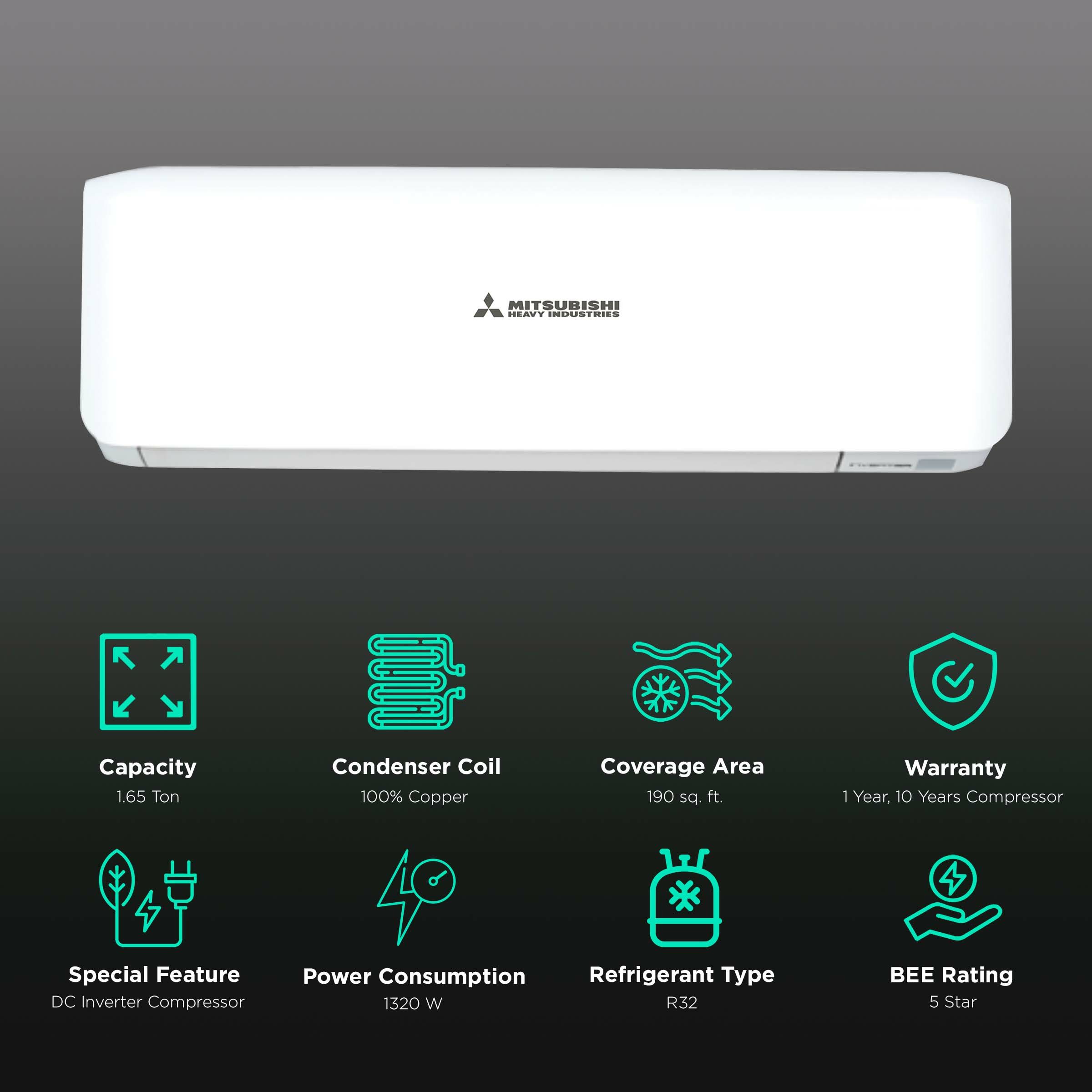 MITSUBISHI HEAVY YXS2 1.65 Ton 5 Star Inverter Split AC (Copper Condenser, Anti Dust Filter, SRK18YXS2-W6) MITSUBISHI HEAVY YXS2 1.65 Ton 5 Star Inverter Split AC (Copper Condenser, Anti Dust Filter, SRK18YXS2-W6)_2