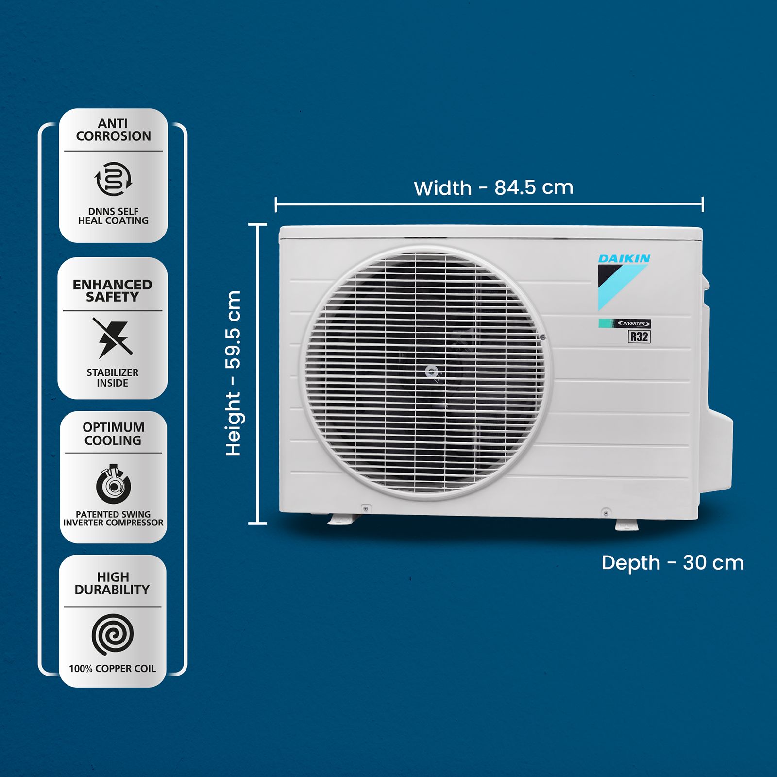 DAIKIN Premium Series 1.5 Ton 3 Star Inverter Split Smart AC with Dew Clean Technology (Copper Condenser, ATKL50UV16V/U/V3)_8