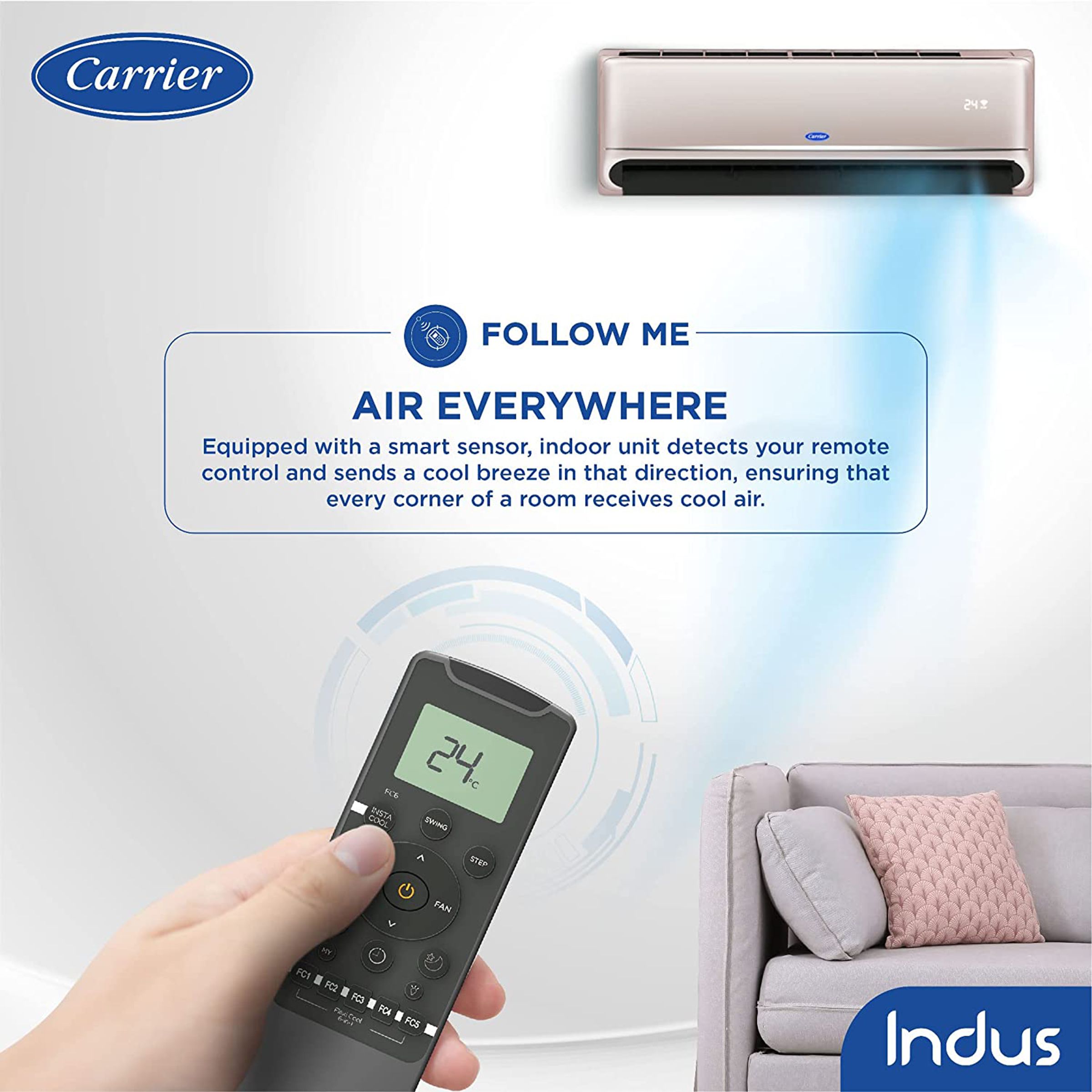 Carrier Indus CXI 4 in1 Convertible 1.5 Ton 3 Star Inverter Split AC with Anti-Bacteria Filter (Copper Condenser, INDUS Cxi BG) Carrier Indus CXI 4 in1 Convertible 1.5 Ton 3 Star Inverter Split AC with Anti-Bacteria Filter (Copper Condenser, INDUS Cxi BG)_9