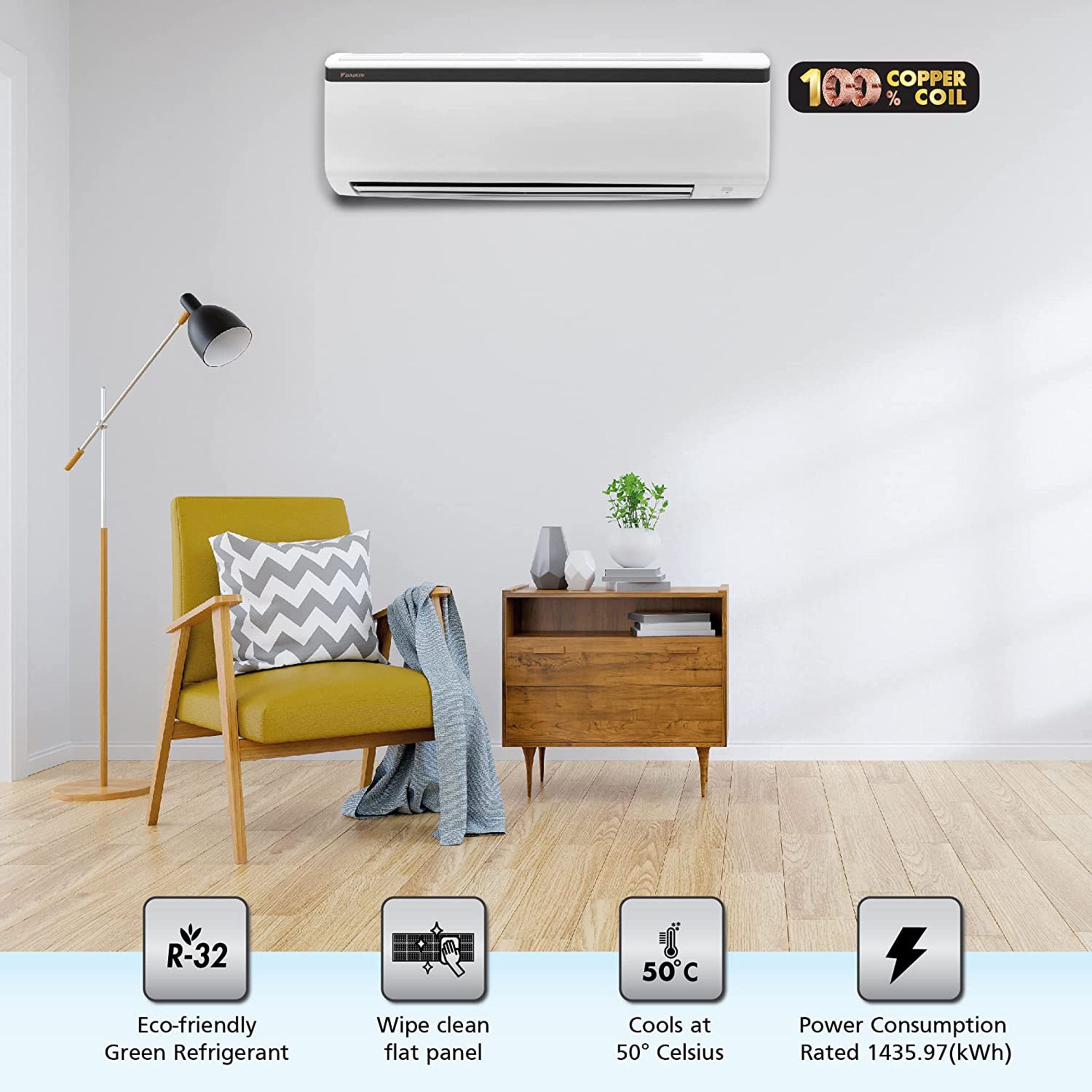 DAIKIN Standard 1.8 Ton 1 Star Split AC (Copper Condenser, Anti Bacterial Filter, FTE60U) DAIKIN Standard 1.8 Ton 1 Star Split AC (Copper Condenser, Anti Bacterial Filter, FTE60U)_7