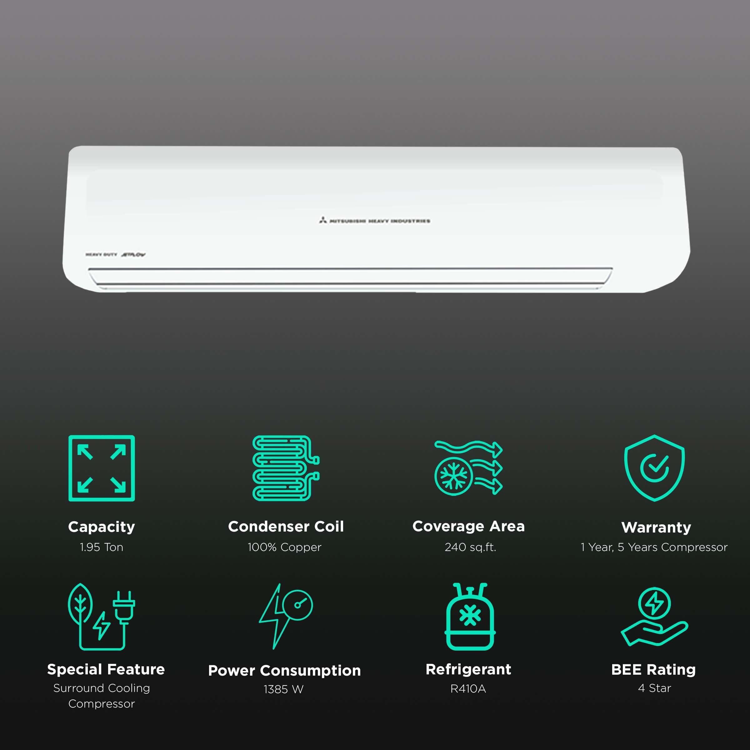 MITSUBISHI HEAVY 1.95 Ton 3 Star Split AC (Copper Condenser, Anti Dust Filter, SRK25CWX) MITSUBISHI HEAVY 1.95 Ton 3 Star Split AC (Copper Condenser, Anti Dust Filter, SRK25CWX)_2