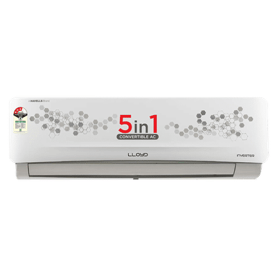 LLOYD 5 in 1 Convertible 1.2 Ton 3 Star Inverter Split AC with Anti-bacteria Filter (Copper Condenser, GLS15I3FWSEV)
