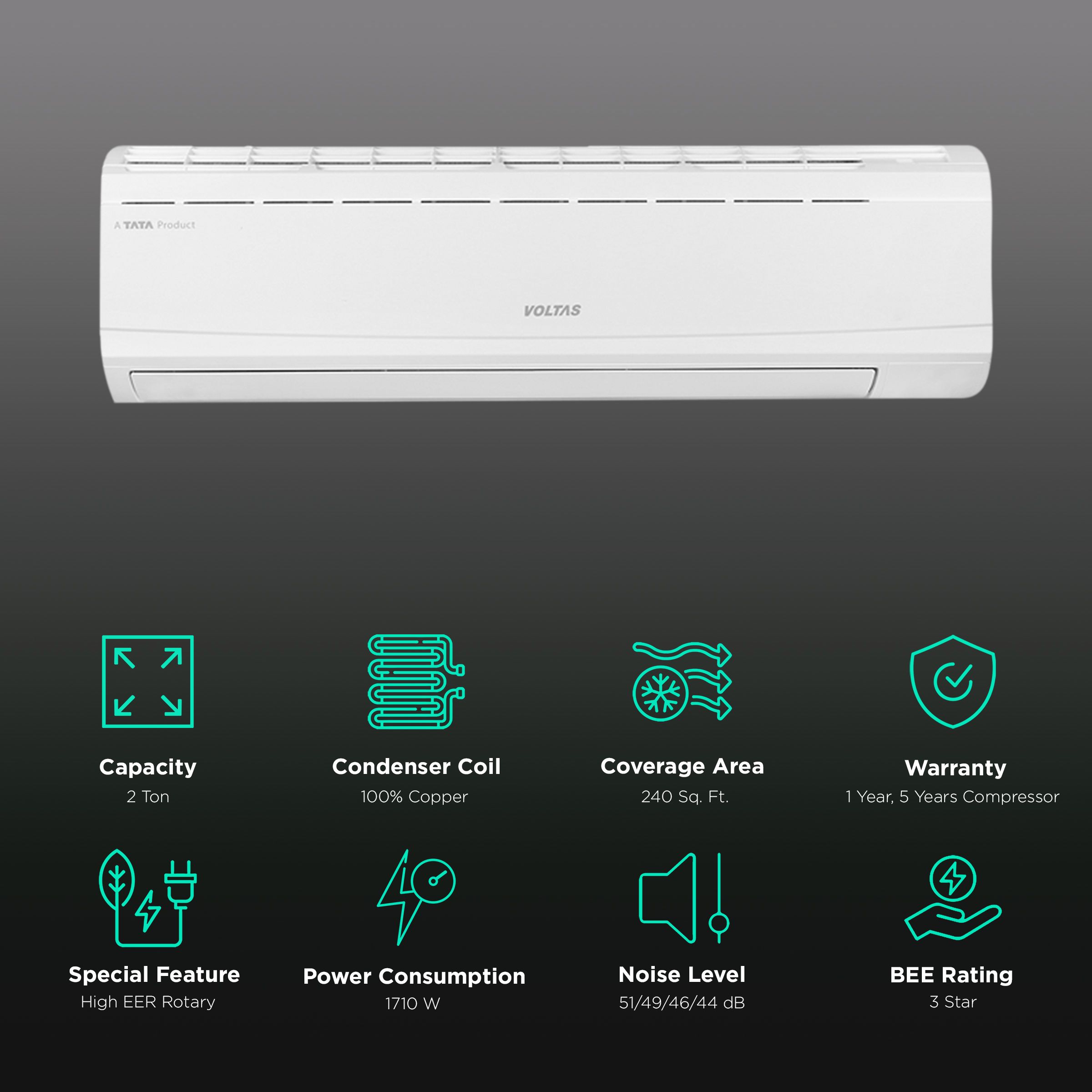 VOLTAS Vectra 2 Ton 3 Star Split AC ( Copper Condenser, Anti-Dust Filter, 243 Vectra Plus)_2