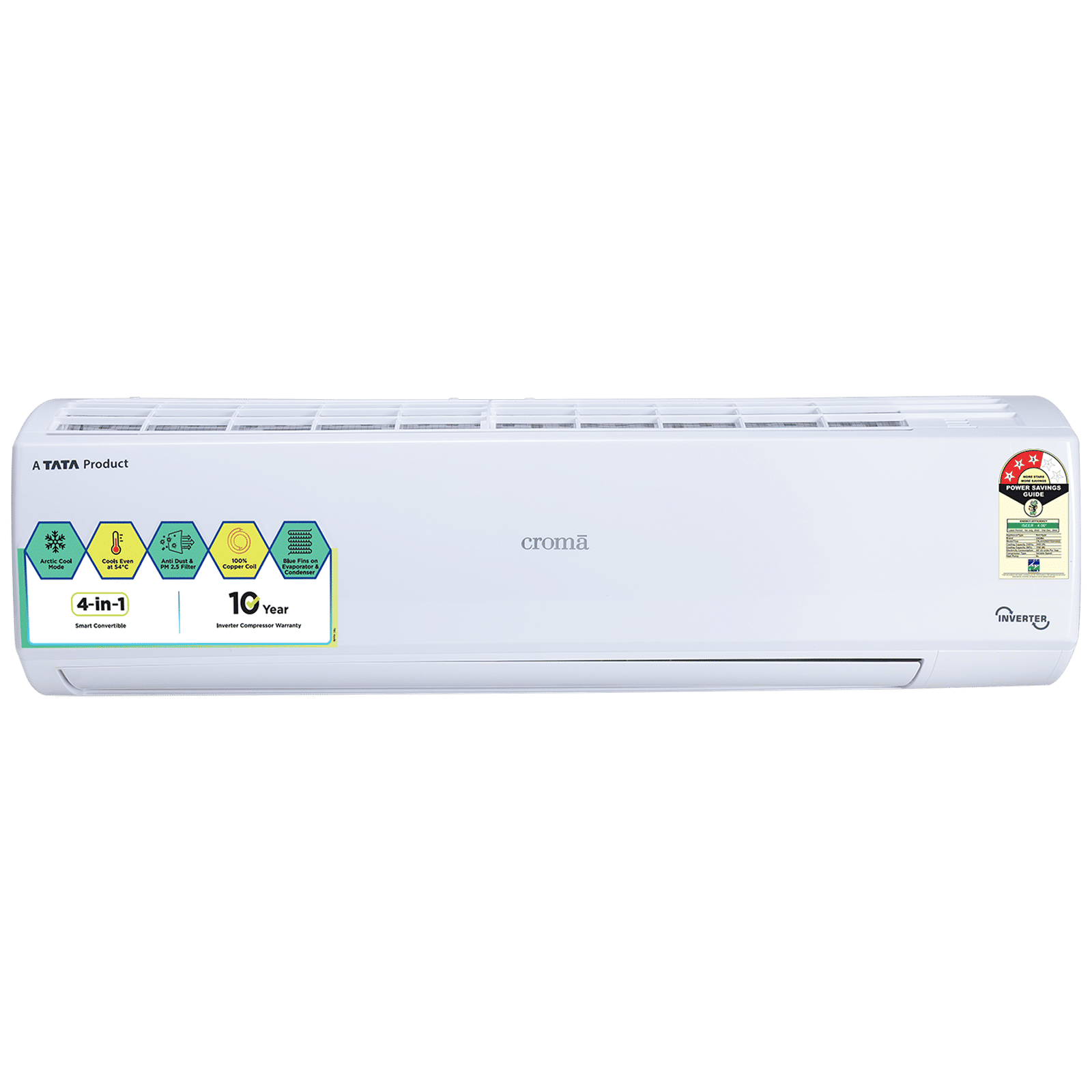Croma 4 in 1 Convertible 1 Ton 3 Star Inverter Split AC with Dust Filter (Copper Condenser, CRLA012IND170251)_1