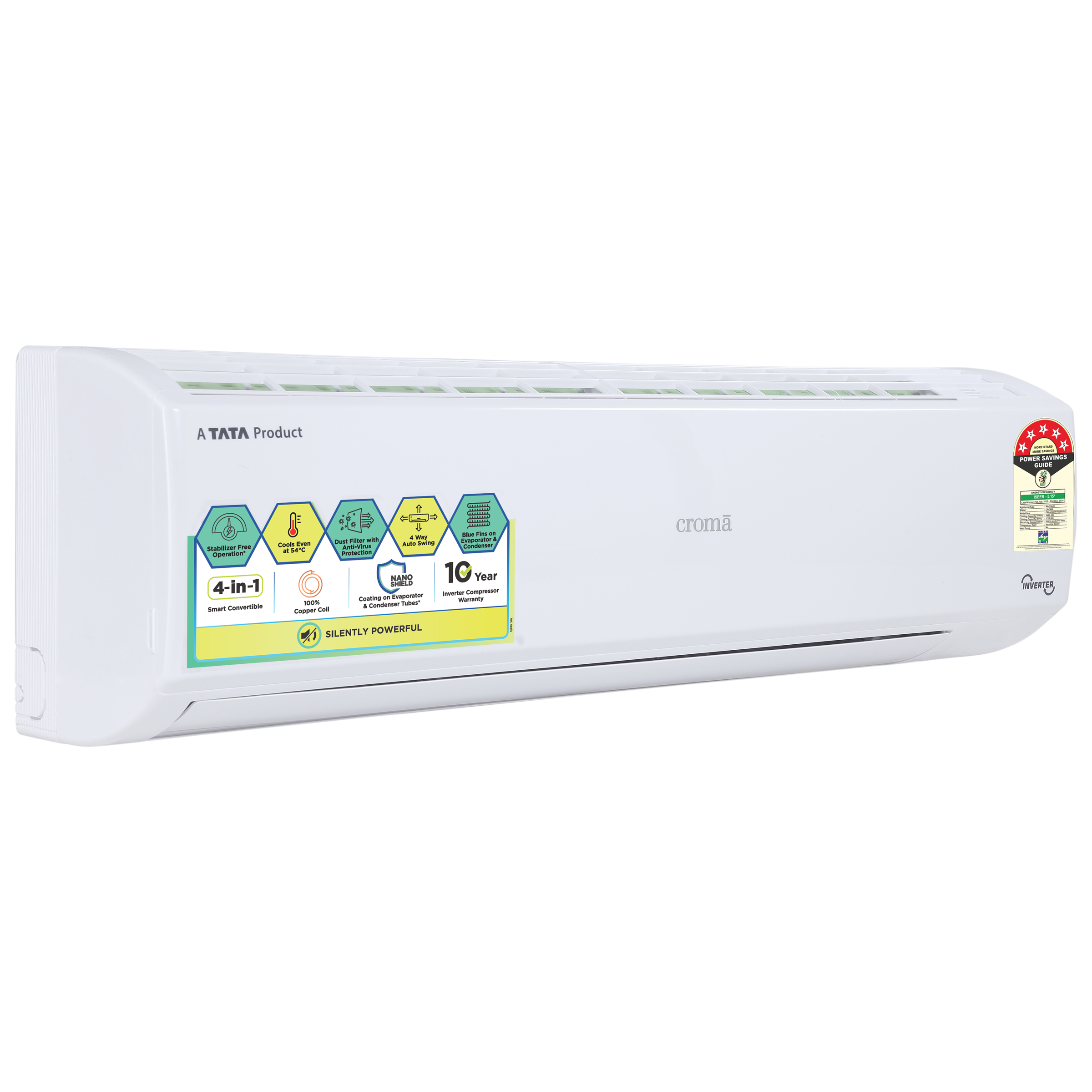 Croma 4 in 1 Convertible 1 Ton 5 Star Inverter Split AC with Self Diagnosis (Copper Condenser, CRLA012INF170255)_8